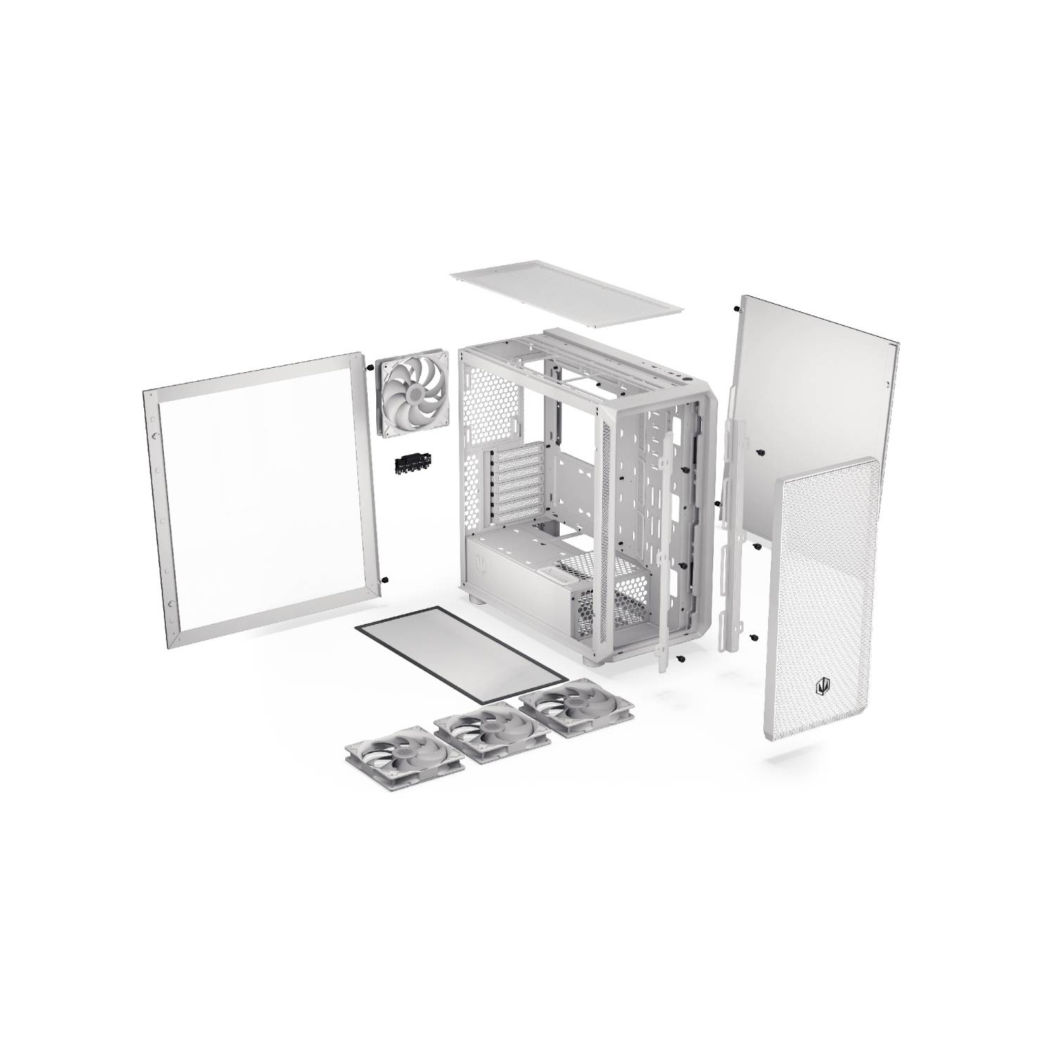 ENDORFY Arx 700 White ARGB, PC, Weiß, ATX, micro ATX, Mini-ATX, Gehärtetes Glas, Gaming, Taschenlüfter