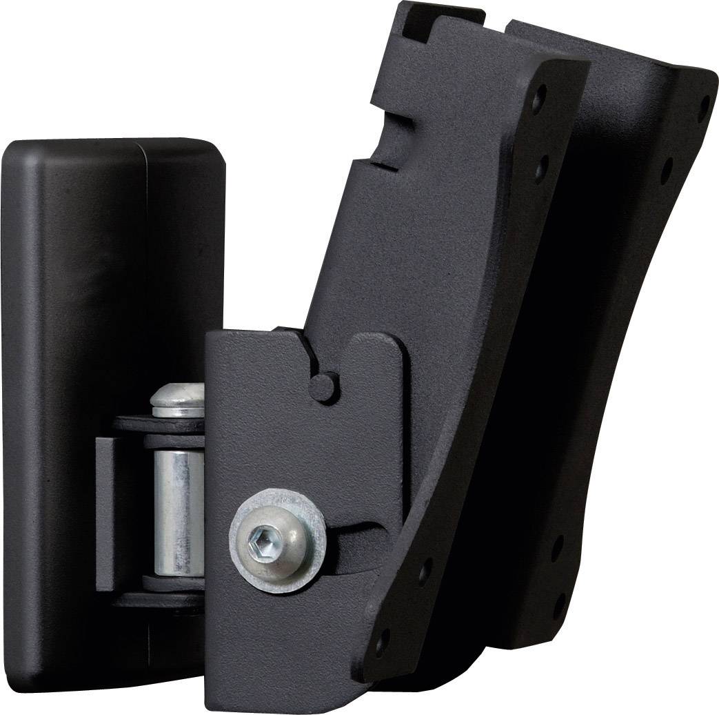 Haltearm für Monitore, schwenkbar und aus schwarzem Metall mit Befestigungsschraube.