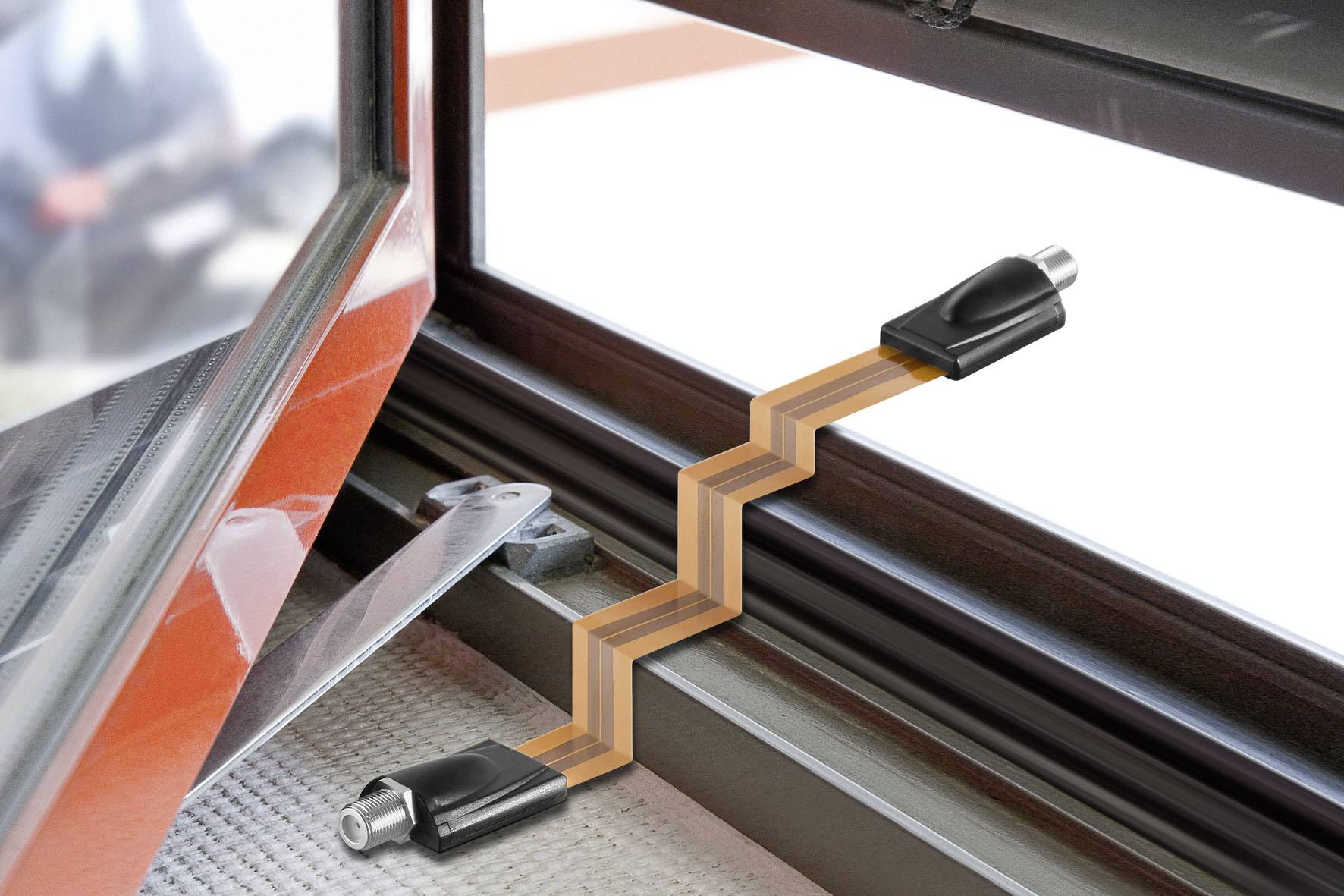 Goobay SAT Verlängerungskabel [1x F-Buchse - 1x F-Buchse] 30.00cm Fensterdurchführung Kupfer