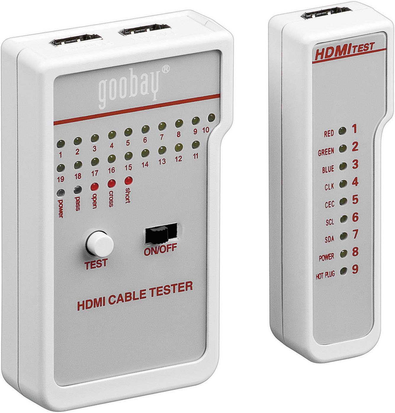 Goobay HD Kabeltester 1x Kabeltester mit 2x HDMI™-Buchsen (Typ A) 1x Kabeltester mit 1x HDMI™-Buchse (Typ A)