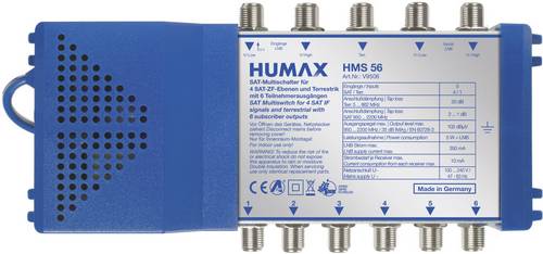 HMS 56 SAT Multischalter Eingänge (Multischalter): 5 (4 SAT/1 terrestrisch) Teilnehmer-Anzahl
