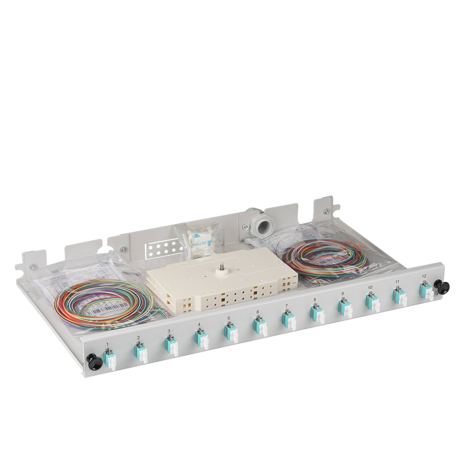 EFB-Elektronik B71901L24OM3, Spleißbox LC 50/125µ OM3 ausziehbar, 24 Pigtails / 12 Kupplungen