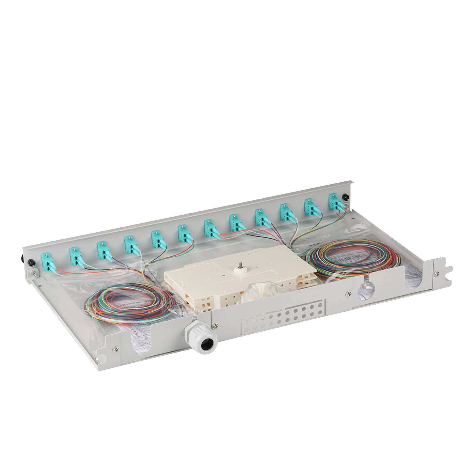 EFB-Elektronik B71901L24OM3, Spleißbox LC 50/125µ OM3 ausziehbar, 24 Pigtails / 12 Kupplungen