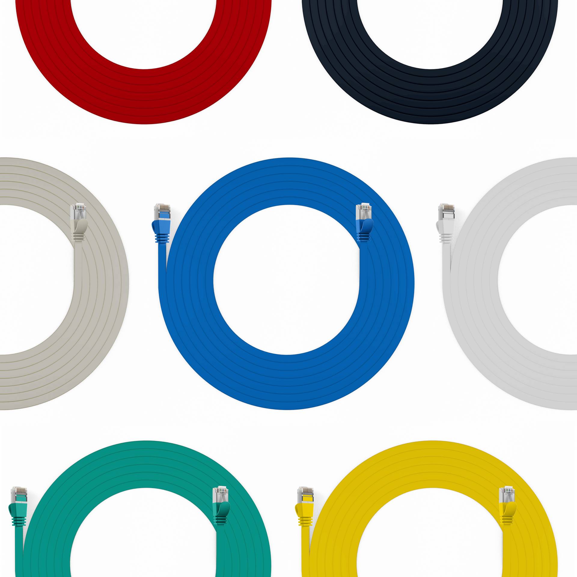 RJ45 Flachpatchkabel Cat.6A U/FTP PVC, grau 0,15m Kupferverkabelung Patchkabel