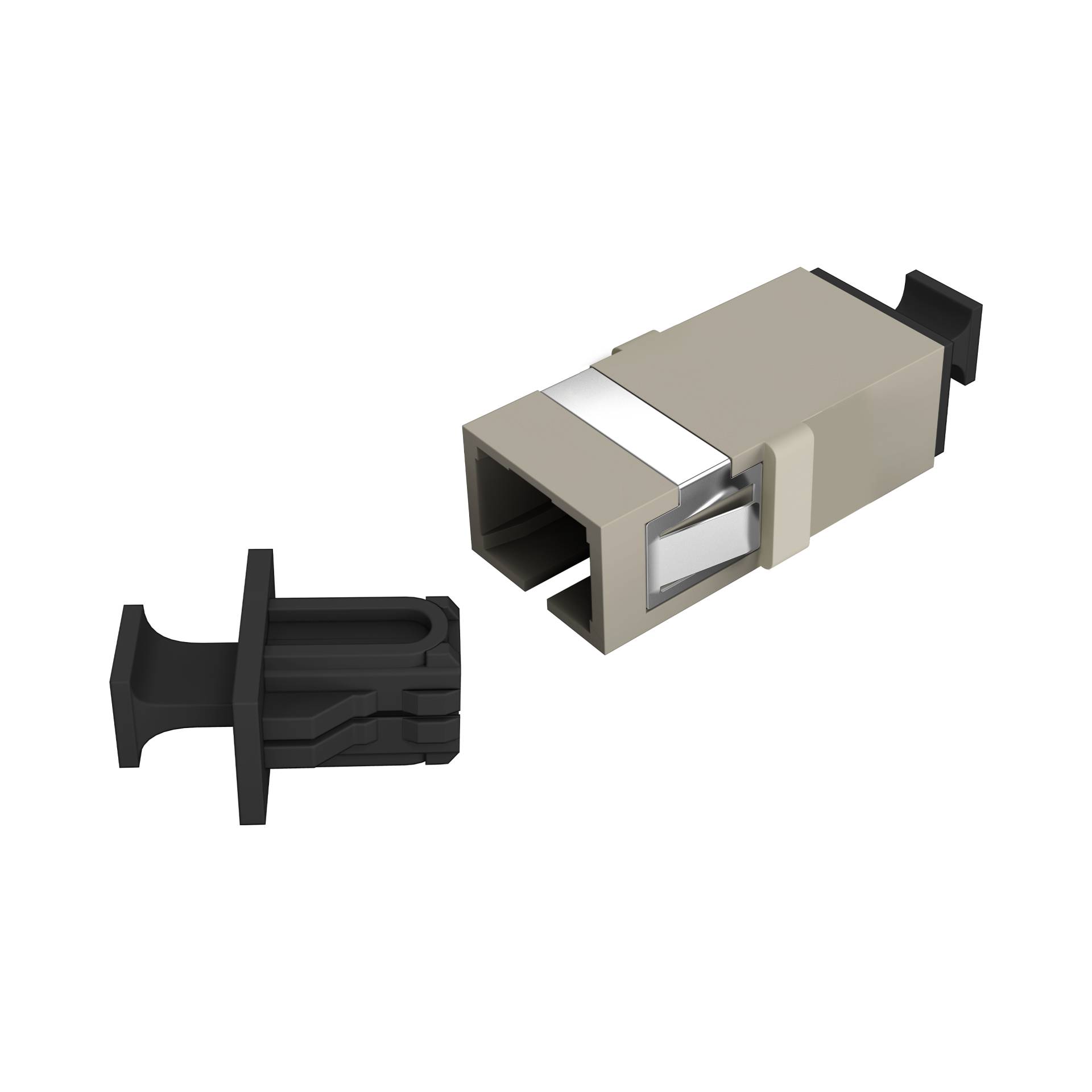 Kupplung SC Simplex OM1-2 beige -- flanschlos Glasfaserverkabelung Glasfaser Kupplungen OM2