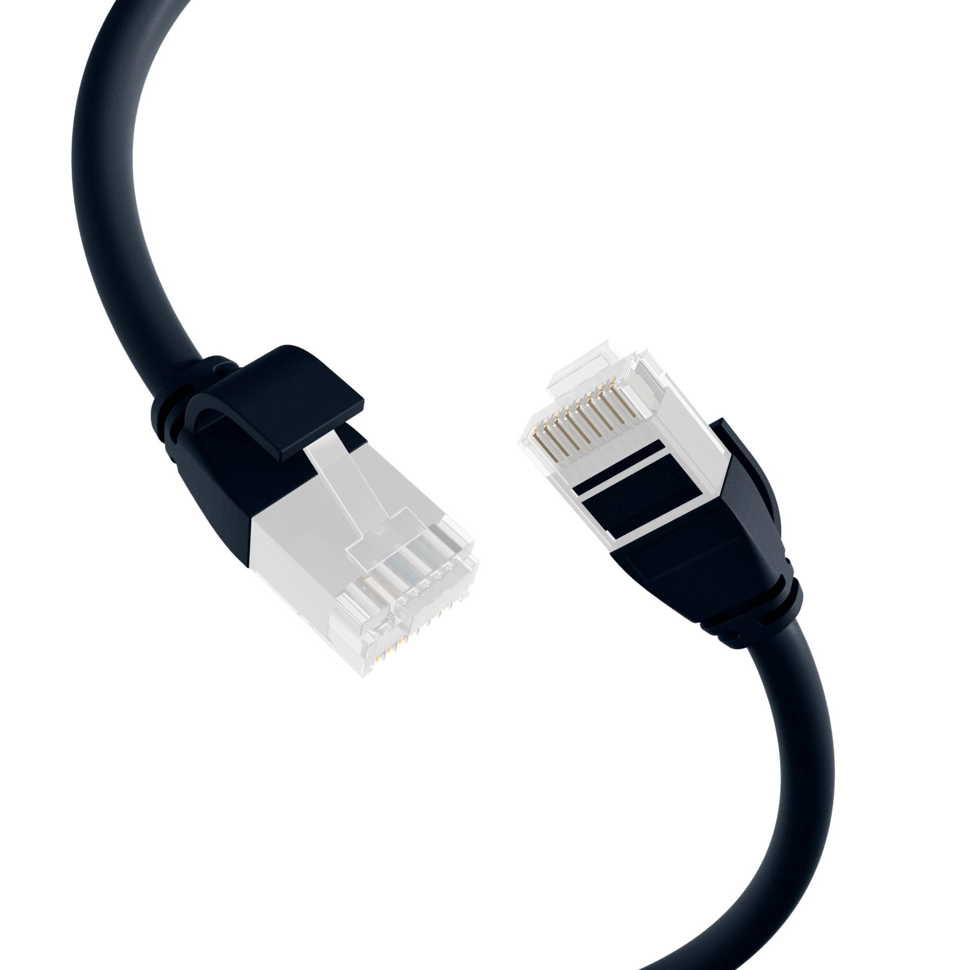 RJ45 Patchkabel Cat.6A U/UTP TPE -- 3,6mm ultraflex schwarz 0,15m Kupferverkabelung