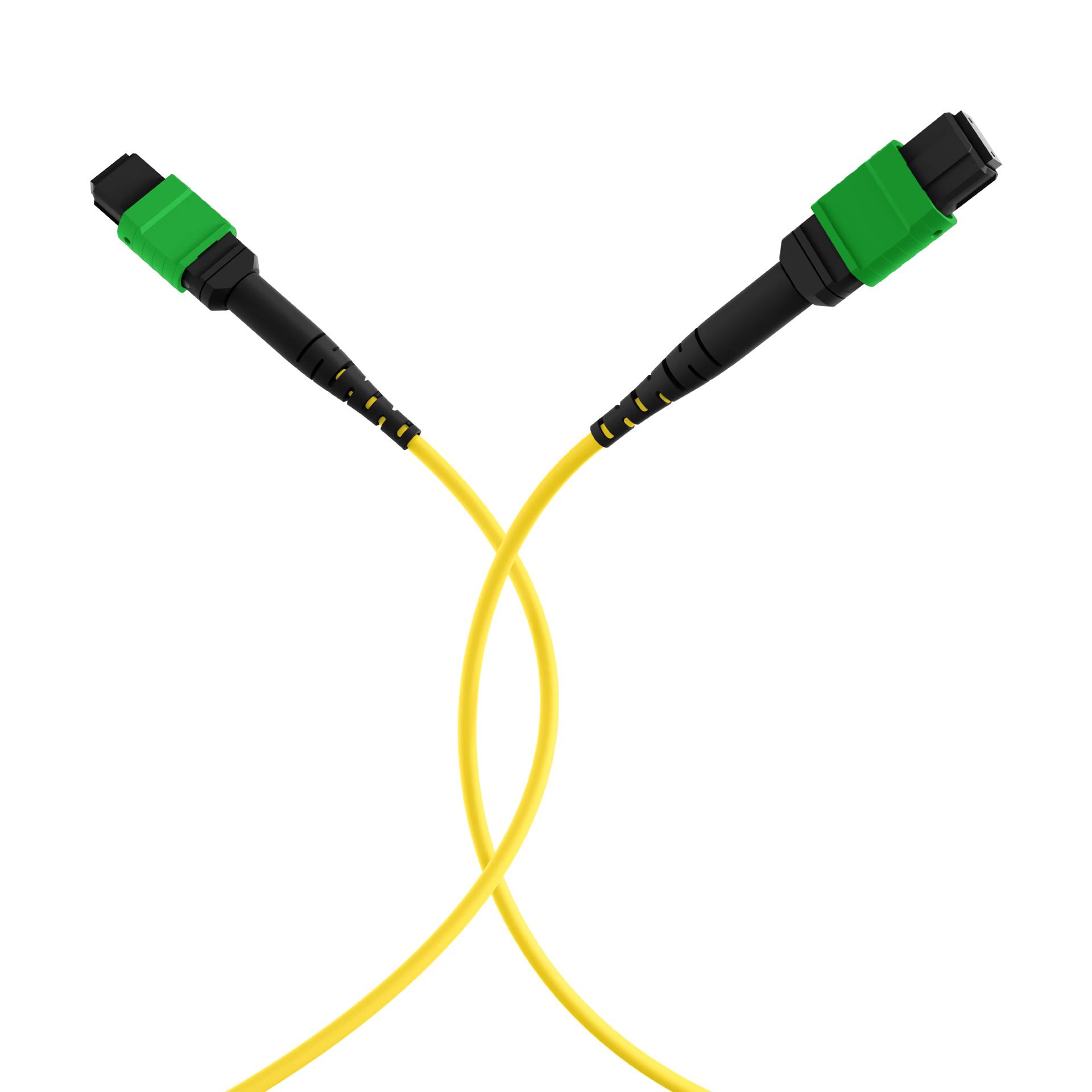 MTP®/APC(F)-MTP®/APC(F) Patchkabel OS2 12 Fasern -- Typ B LSZH gelb 1m Glasfaserverkabelung MPO /