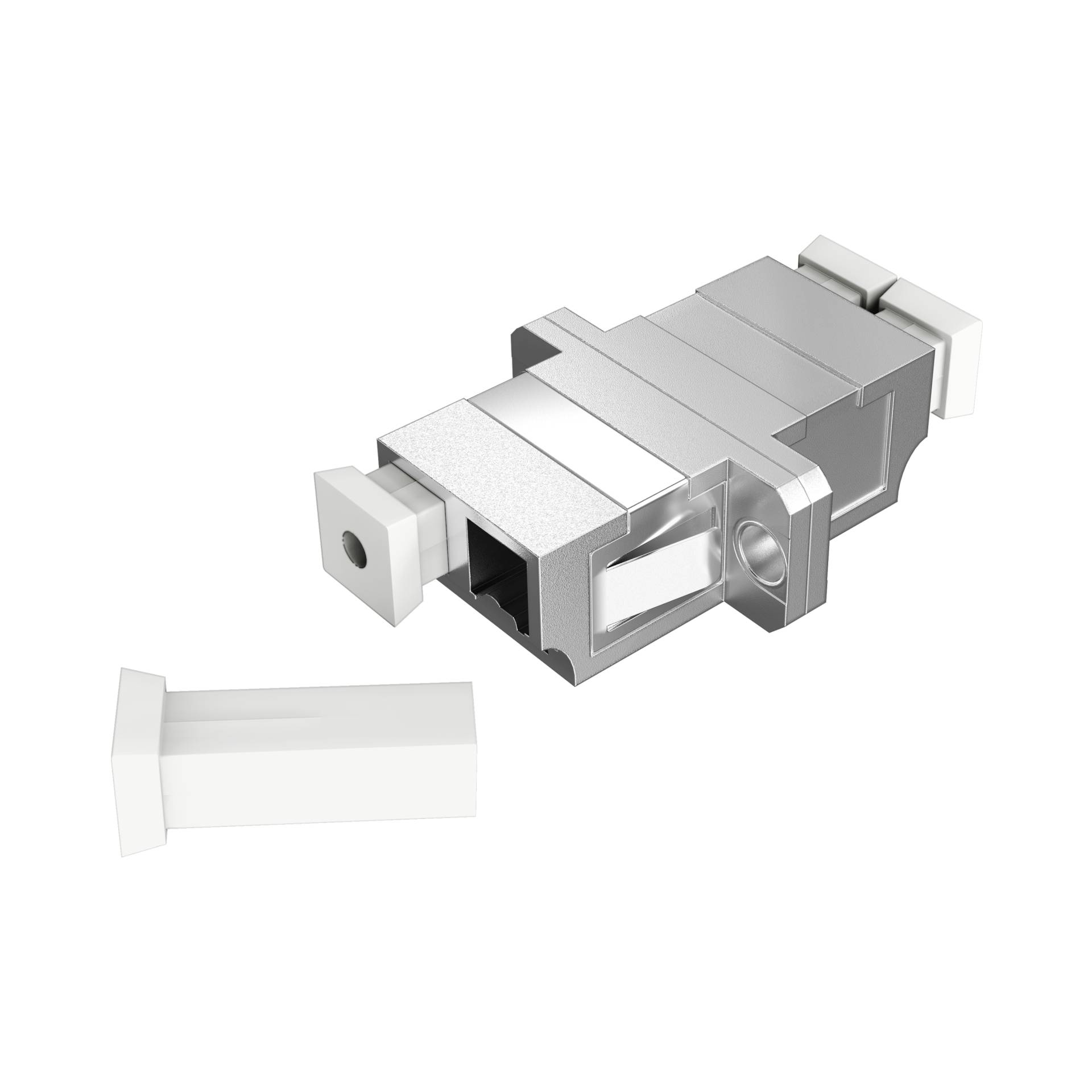 Kupplung LC Duplex MM Metall ,Geh:SC SX, Keramikhülse, quad. Staubschutz