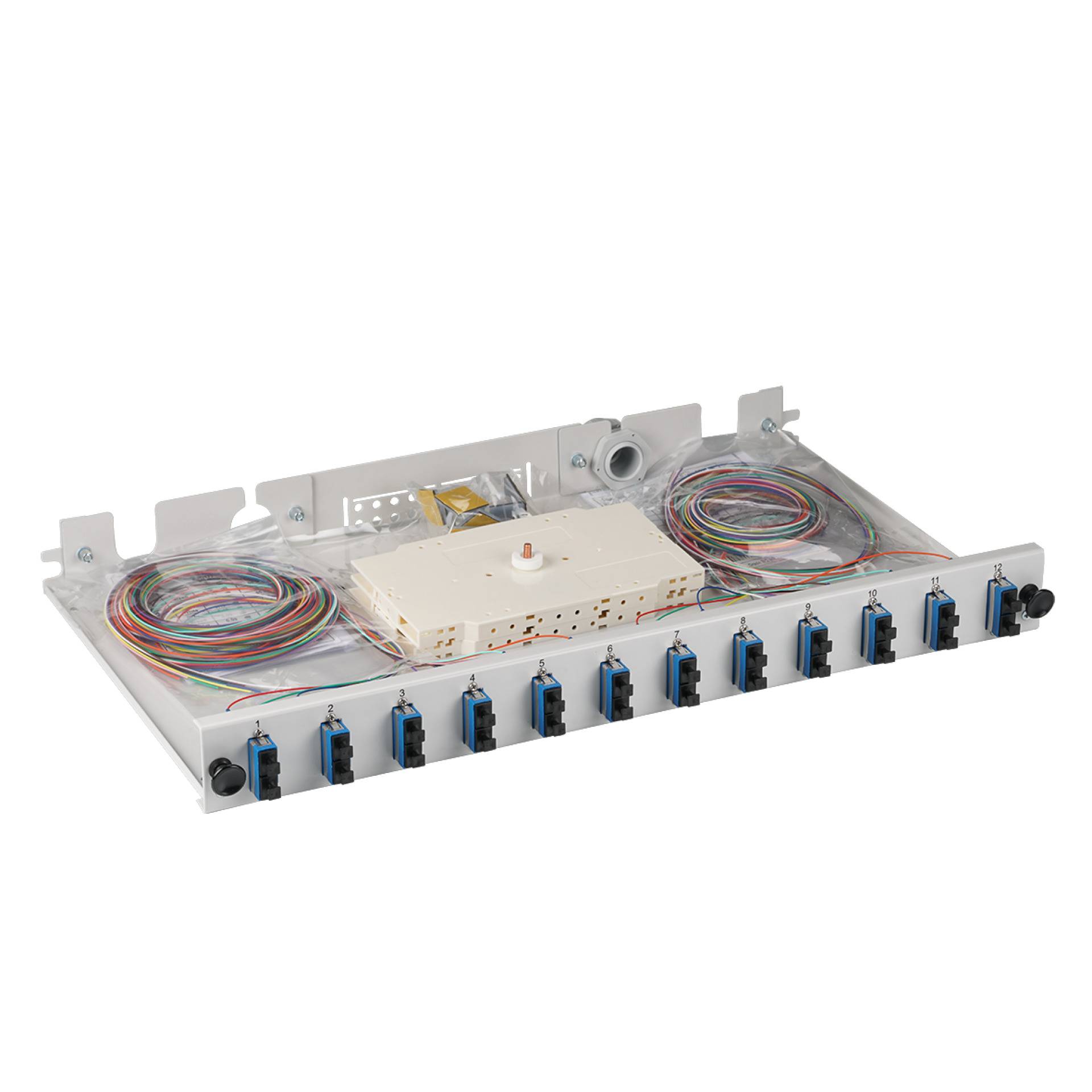 EFB-Elektronik B71223L12, Spleißbox SC 9/125µ OS2 ausziehbar, 12 Pigtails / 6 Kupplungen