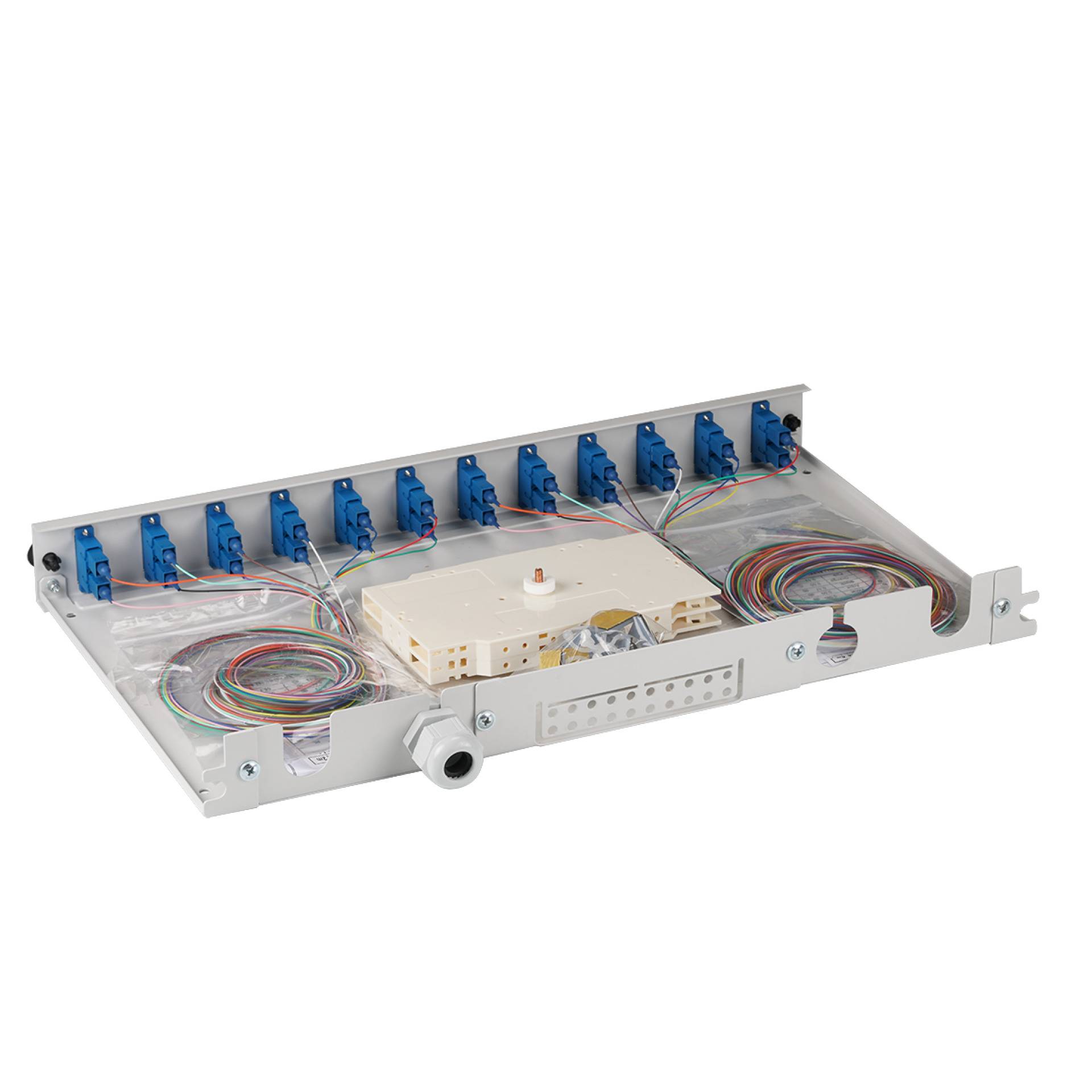 EFB-Elektronik B71223L12, Spleißbox SC 9/125µ OS2 ausziehbar, 12 Pigtails / 6 Kupplungen