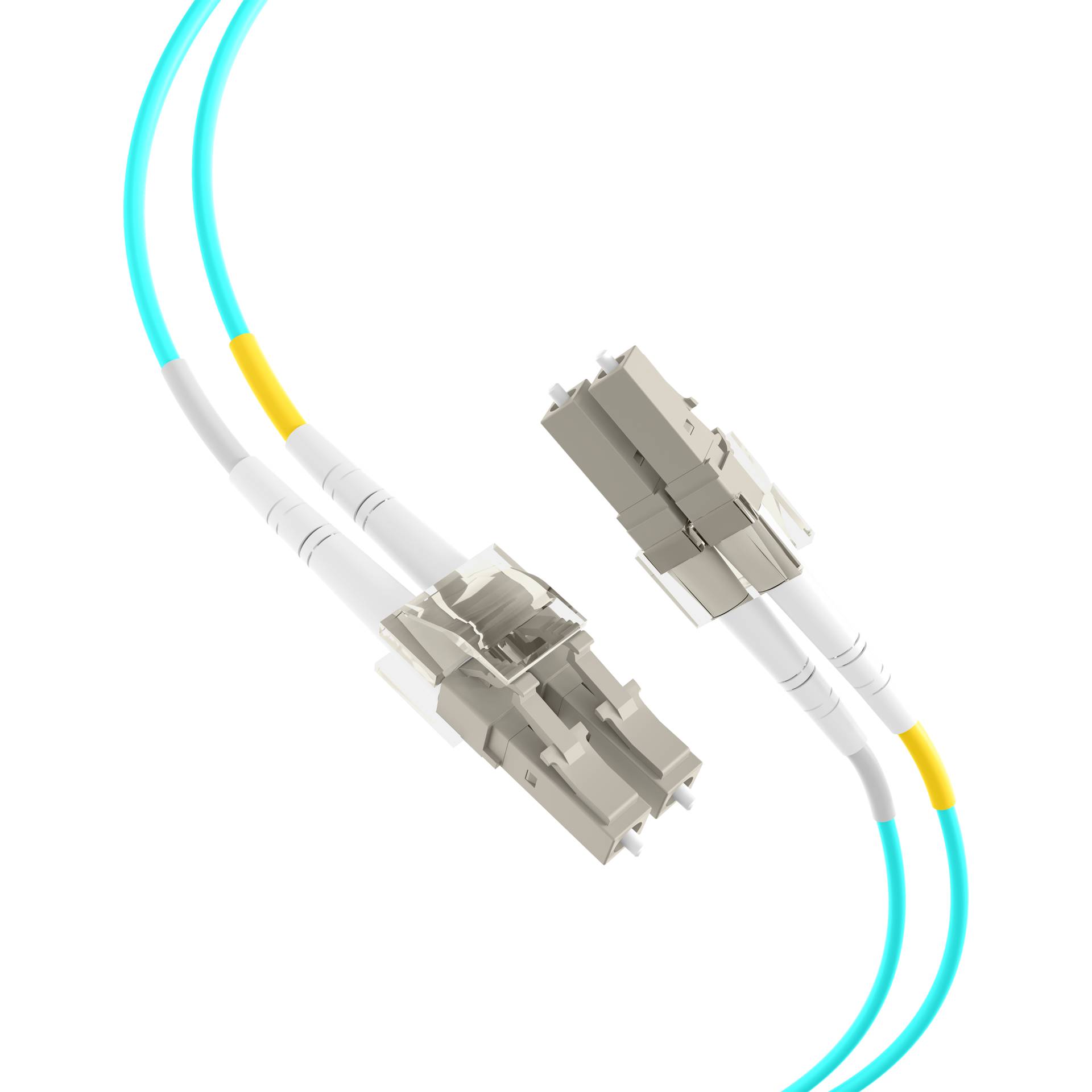 Duplex Patchkabel Flat-Twin LC-LC OM3 -- 0,5m LSZH 3x5mm aqua Glasfaserverkabelung Glasfaser OM3