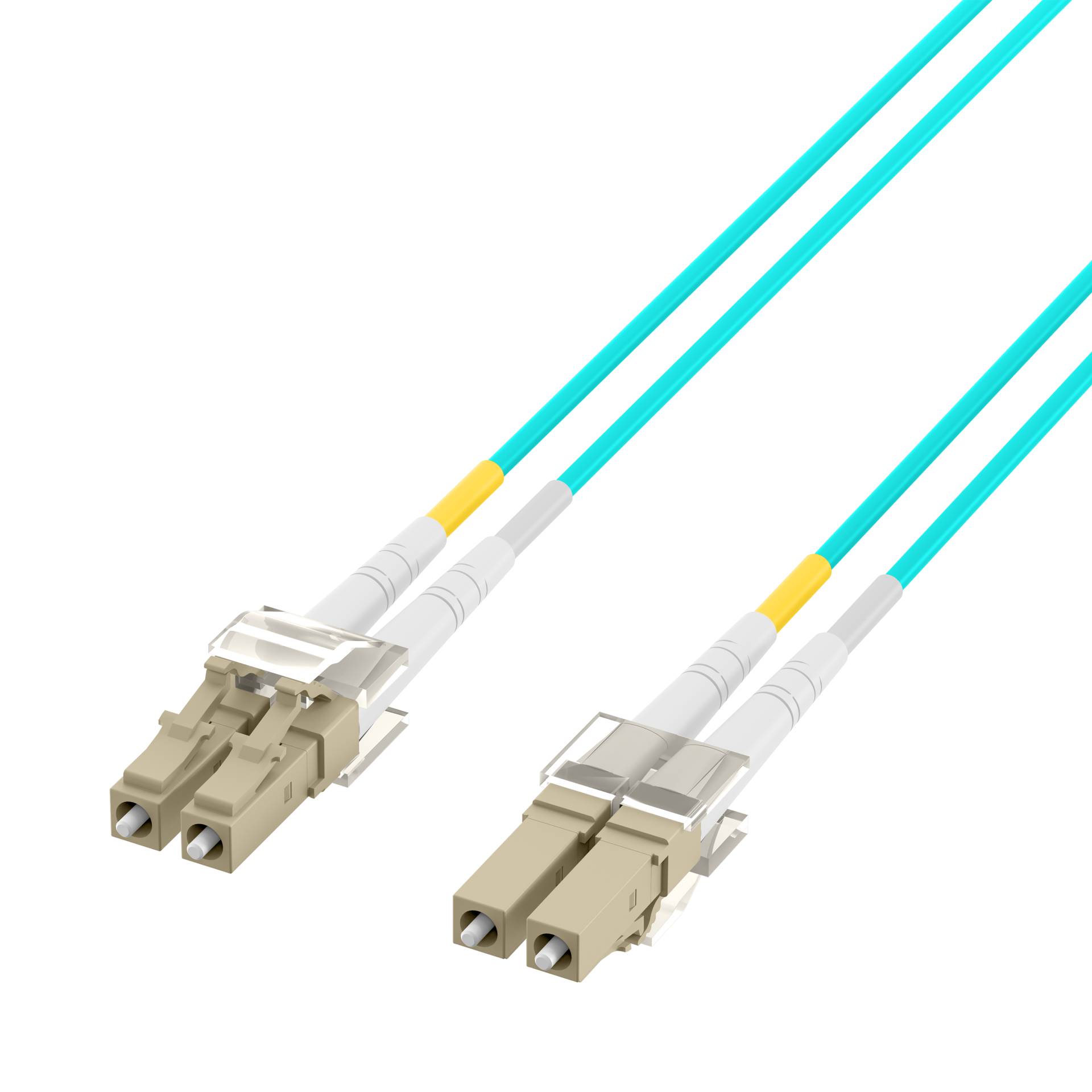 Duplex Patchkabel Flat-Twin LC-LC OM3 -- 0,5m LSZH 3x5mm aqua Glasfaserverkabelung Glasfaser OM3