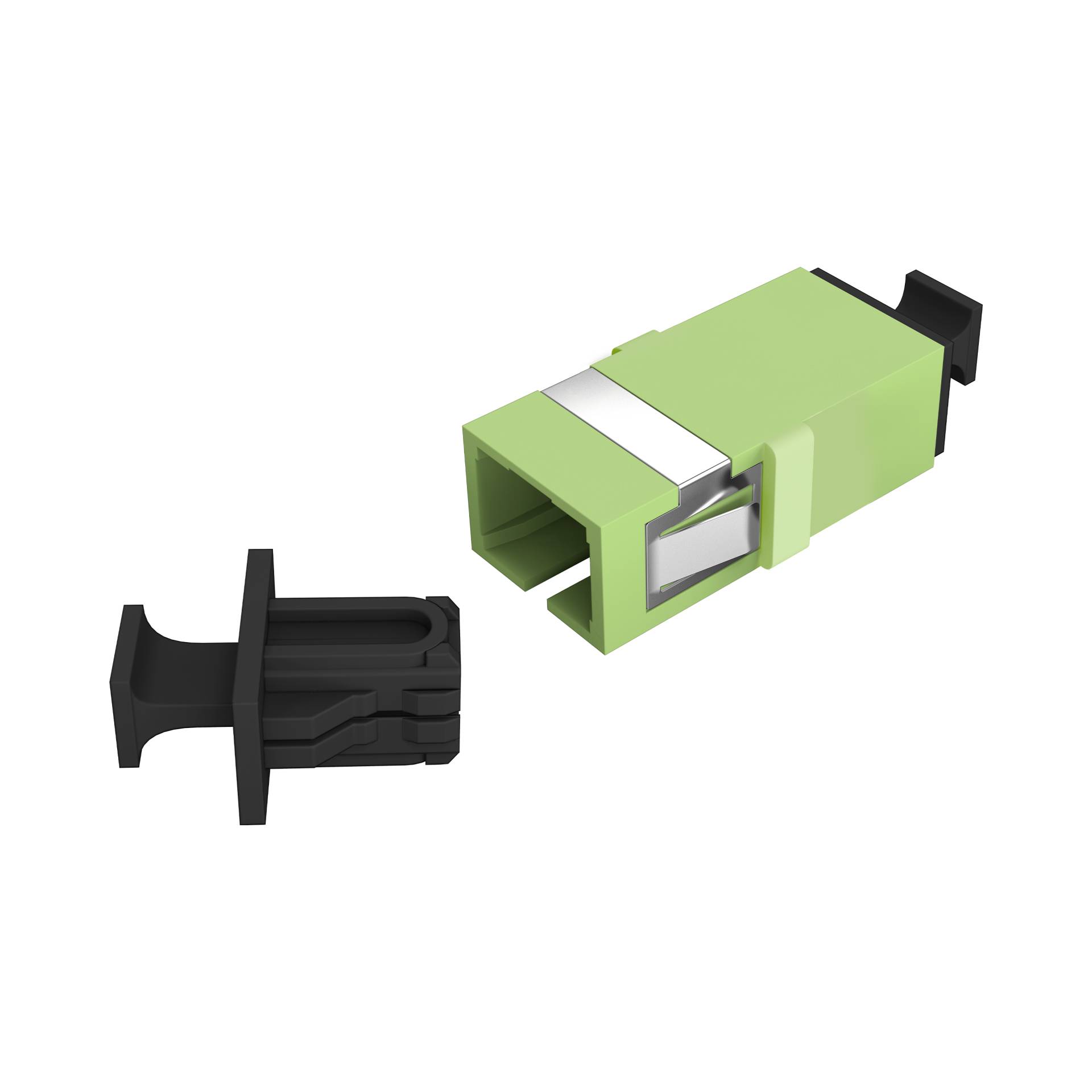 Kupplung SC Simplex OM5 limettengrün, flanschlos Glasfaserverkabelung Glasfaser Kupplungen OM5