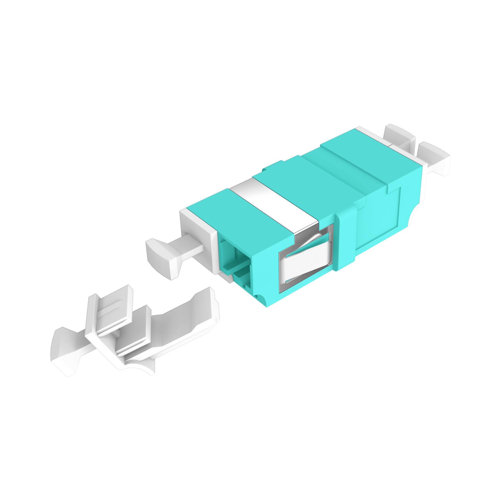 Kupplung LC Duplex OM3 aqua -- flanschlos Glasfaserverkabelung Glasfaser Kupplungen OM3