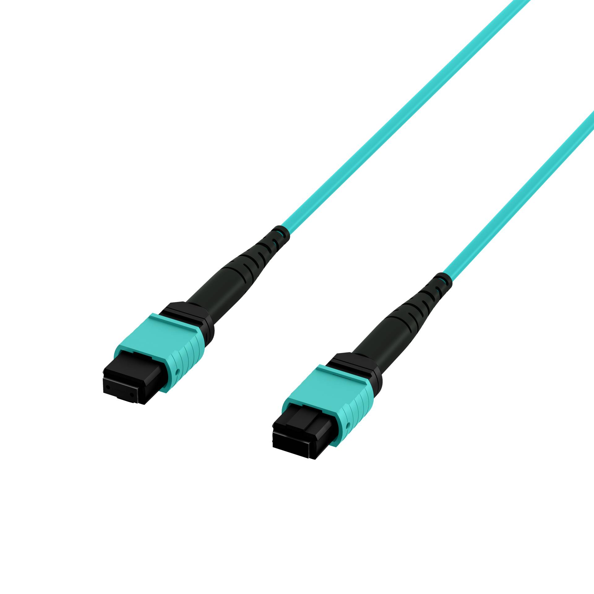 MTP®(F)-MTP®(F) Patchkabel OM3 12 Fasern -- Typ B LSZH aqua 0,5m Glasfaserverkabelung MPO / MTP