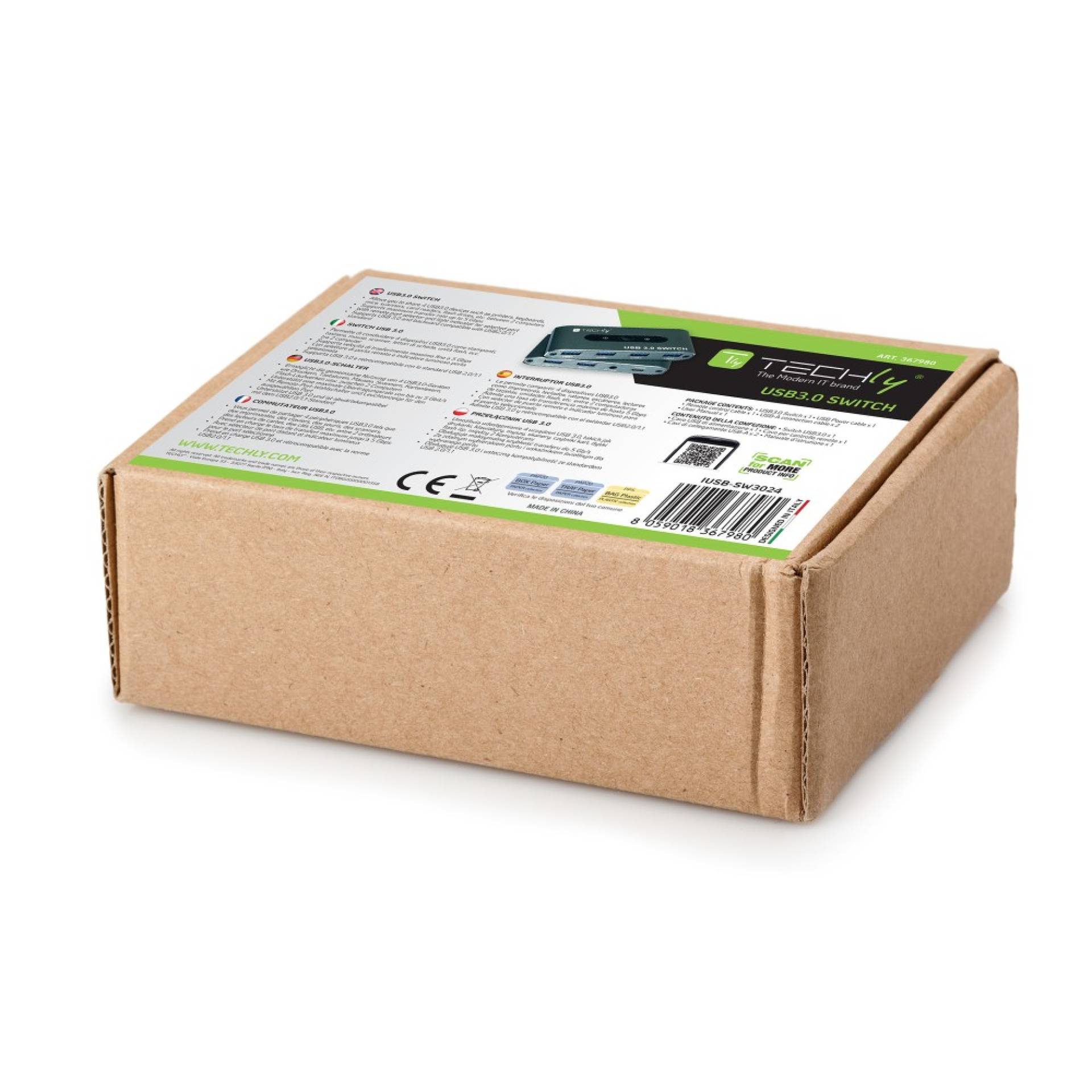 EFB-Elektronik IUSB-SW3024, Techly USB 3.0 Switch 2 PC Eingänge 4 PC Ausgänge