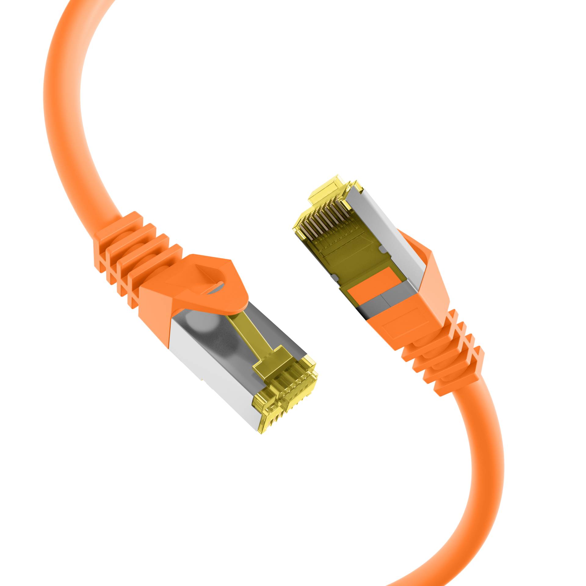 RJ45 Patchkabel Cat.6A S/FTP LSZH -- Cat.7 Rohkabel orange 0,15m Kupferverkabelung