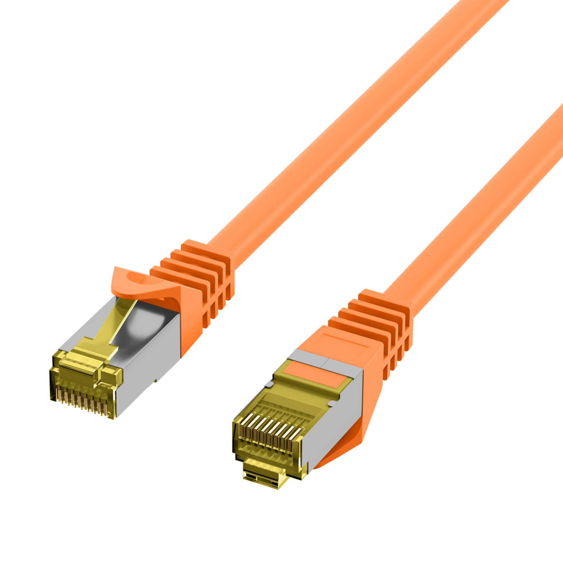 RJ45 Patchkabel Cat.6A S/FTP LSZH -- Cat.7 Rohkabel orange 0,15m Kupferverkabelung