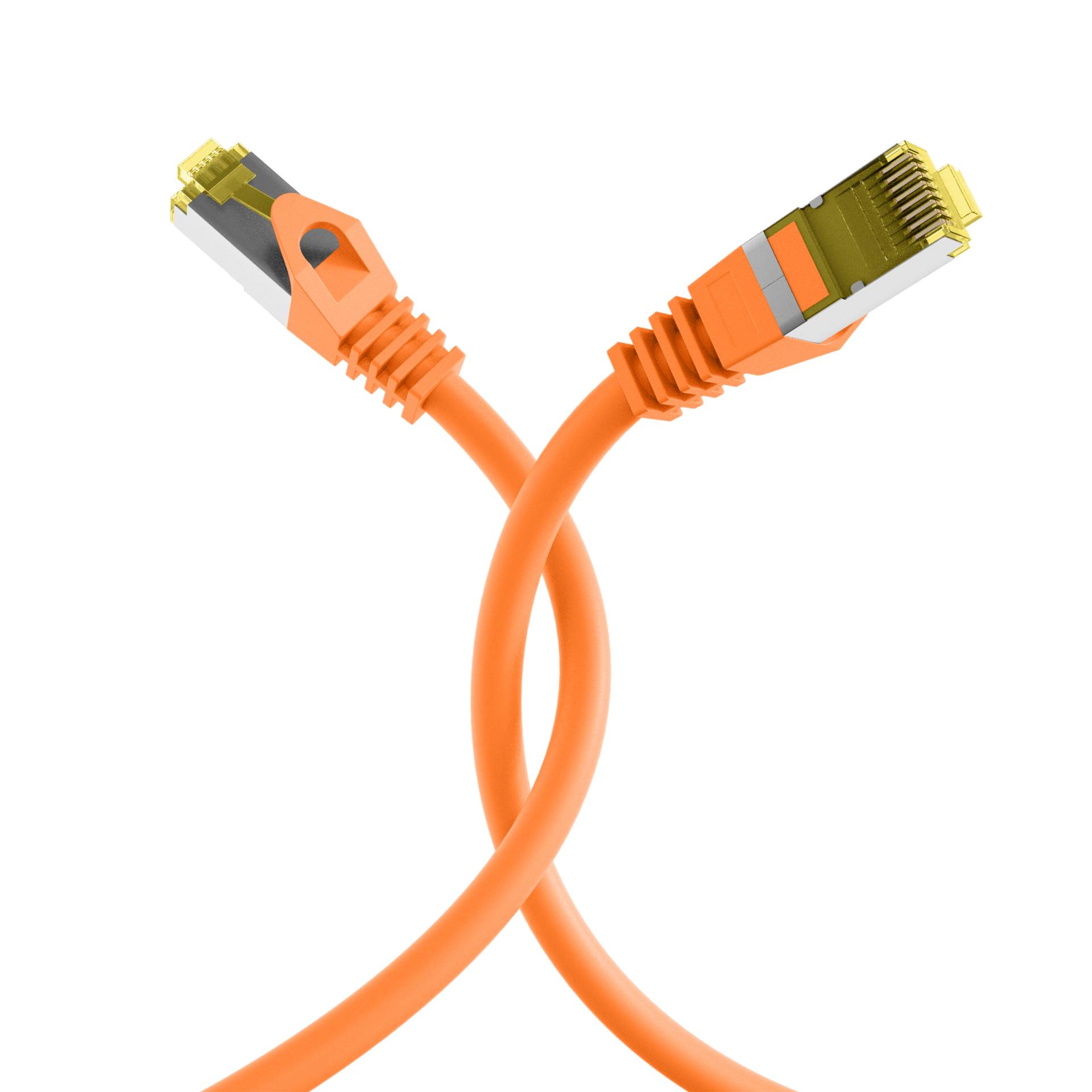 RJ45 Patchkabel Cat.6A S/FTP LSZH -- Cat.7 Rohkabel orange 0,15m Kupferverkabelung