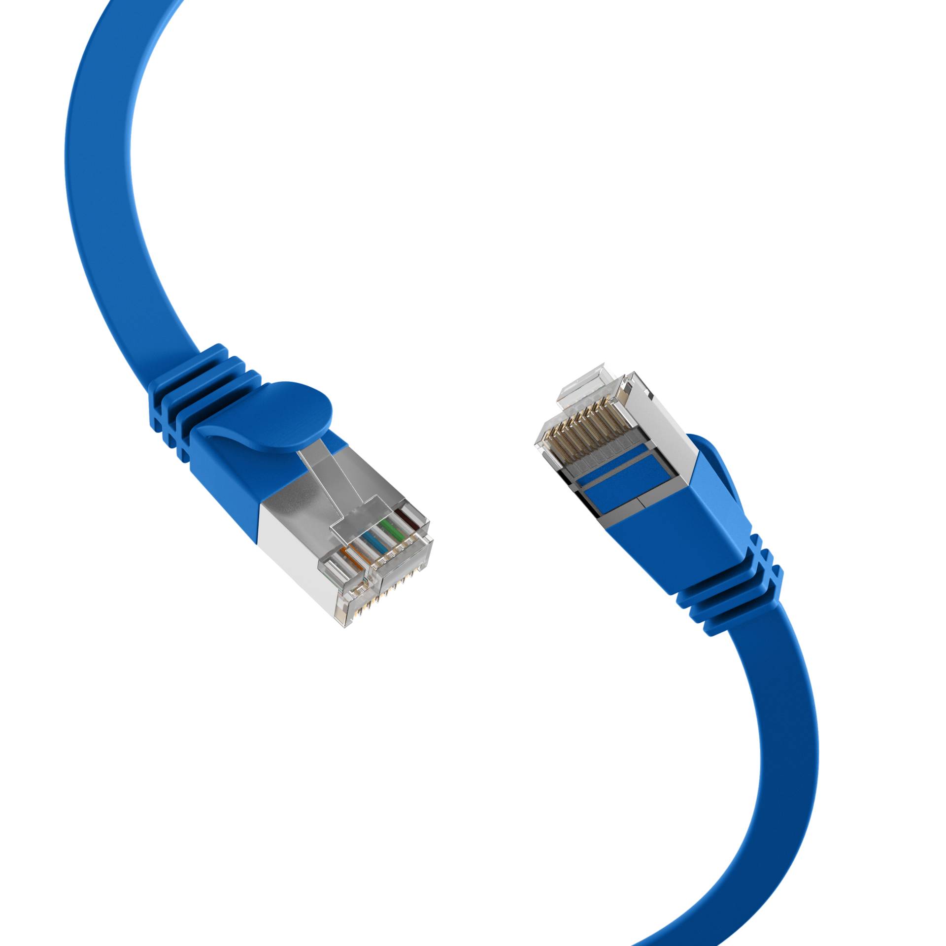 RJ45 Flachpatchkabel Cat.6A U/FTP PVC -- blau 0,15m Kupferverkabelung Patchkabel