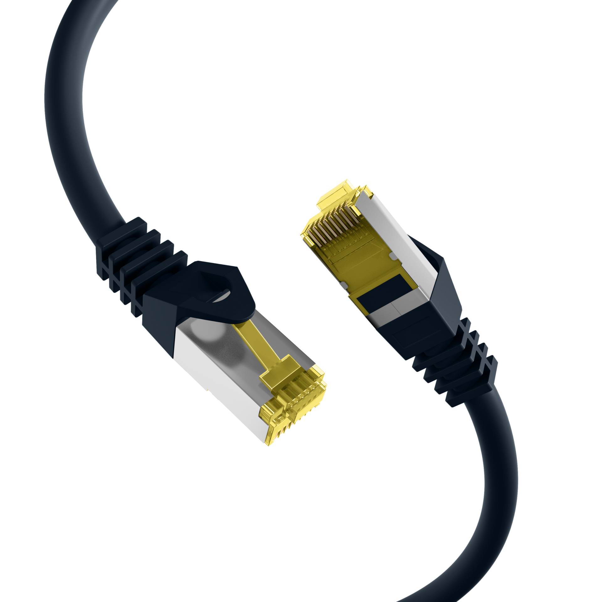RJ45 Patchkabel Cat.6A S/FTP LSZH -- Cat.7 Rohkabel schwarz 0,15m Kupferverkabelung