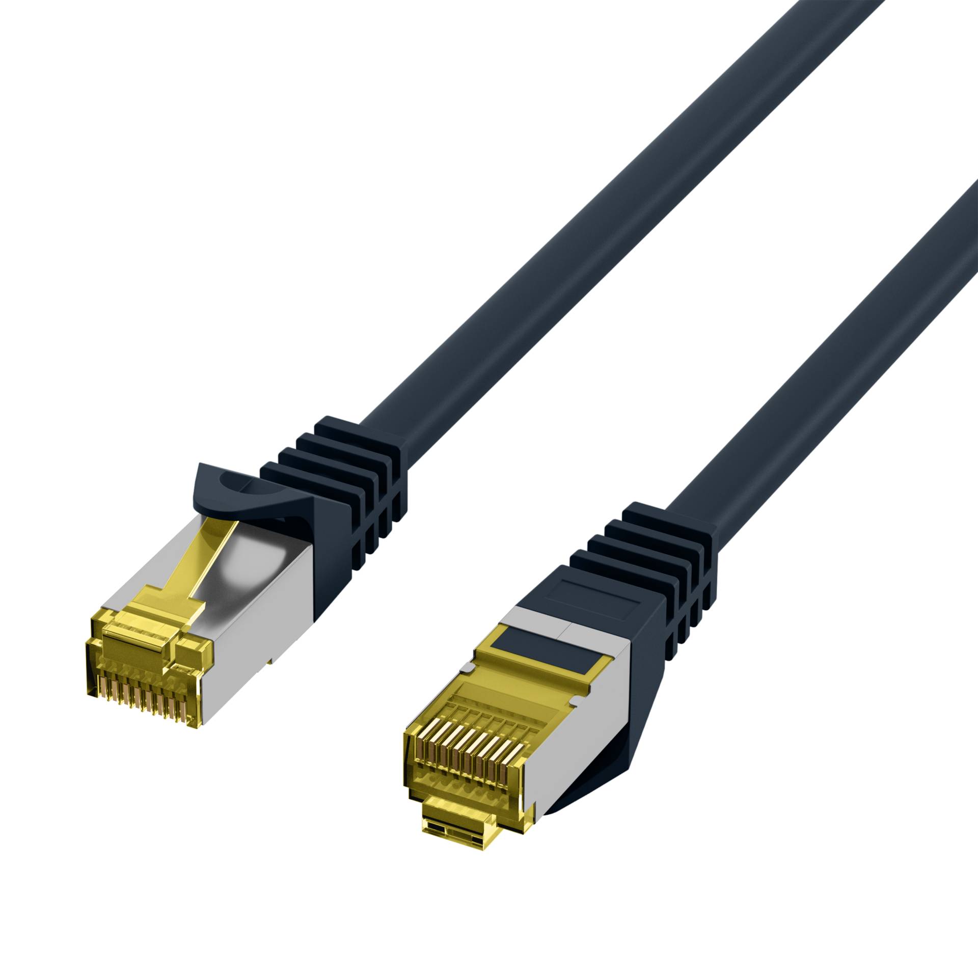 RJ45 Patchkabel Cat.6A S/FTP LSZH -- Cat.7 Rohkabel schwarz 0,15m Kupferverkabelung