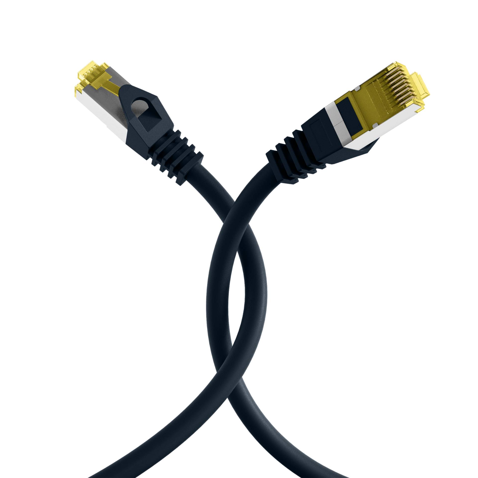 RJ45 Patchkabel Cat.6A S/FTP LSZH -- Cat.7 Rohkabel schwarz 0,15m Kupferverkabelung