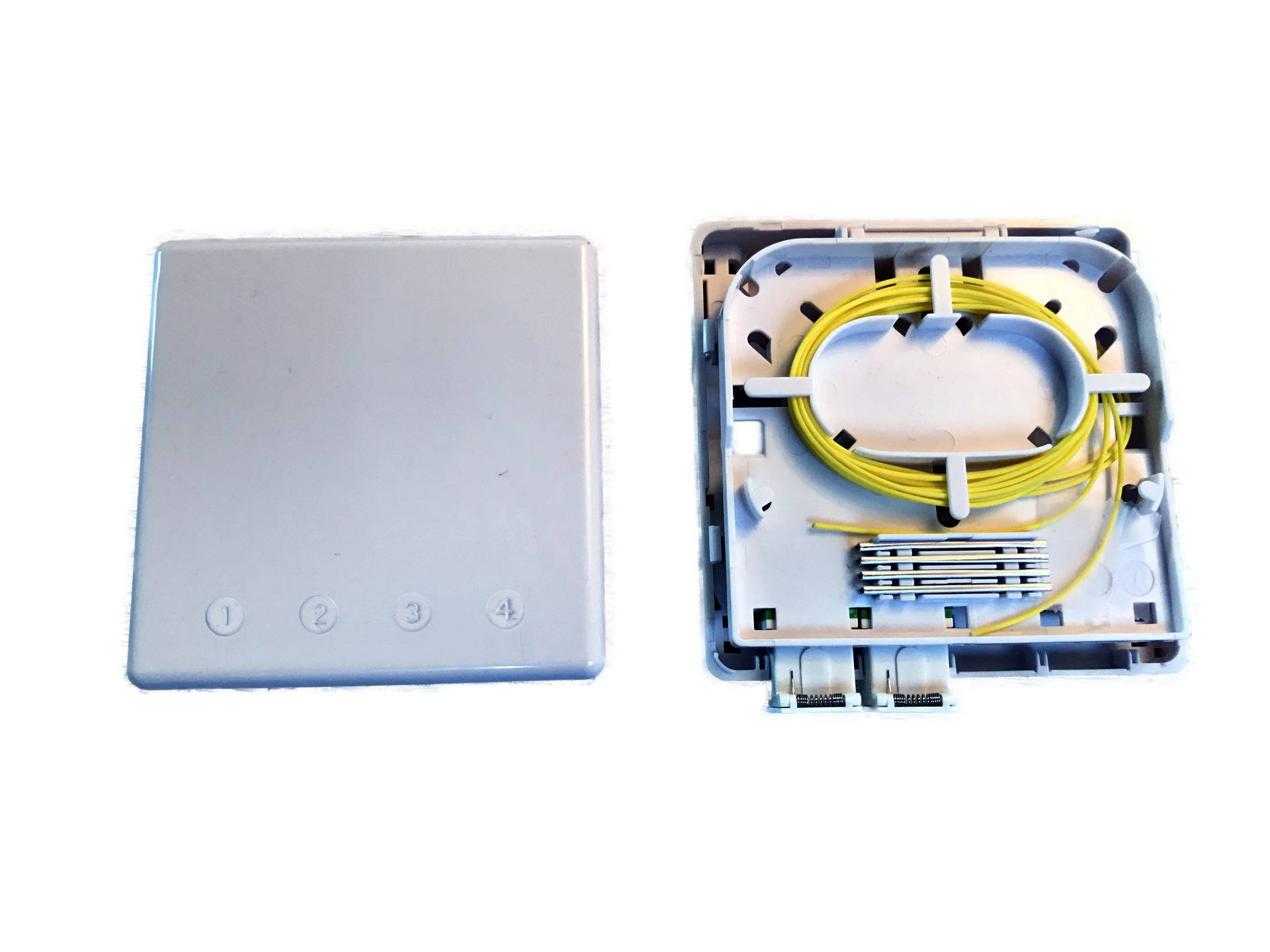 EFB-Elektronik FTTH-BOX-IN-6, FTTH Box für 4 Kupplungen SC-S oder LC-D 80x80 mit Kabelführung, Crimpversion