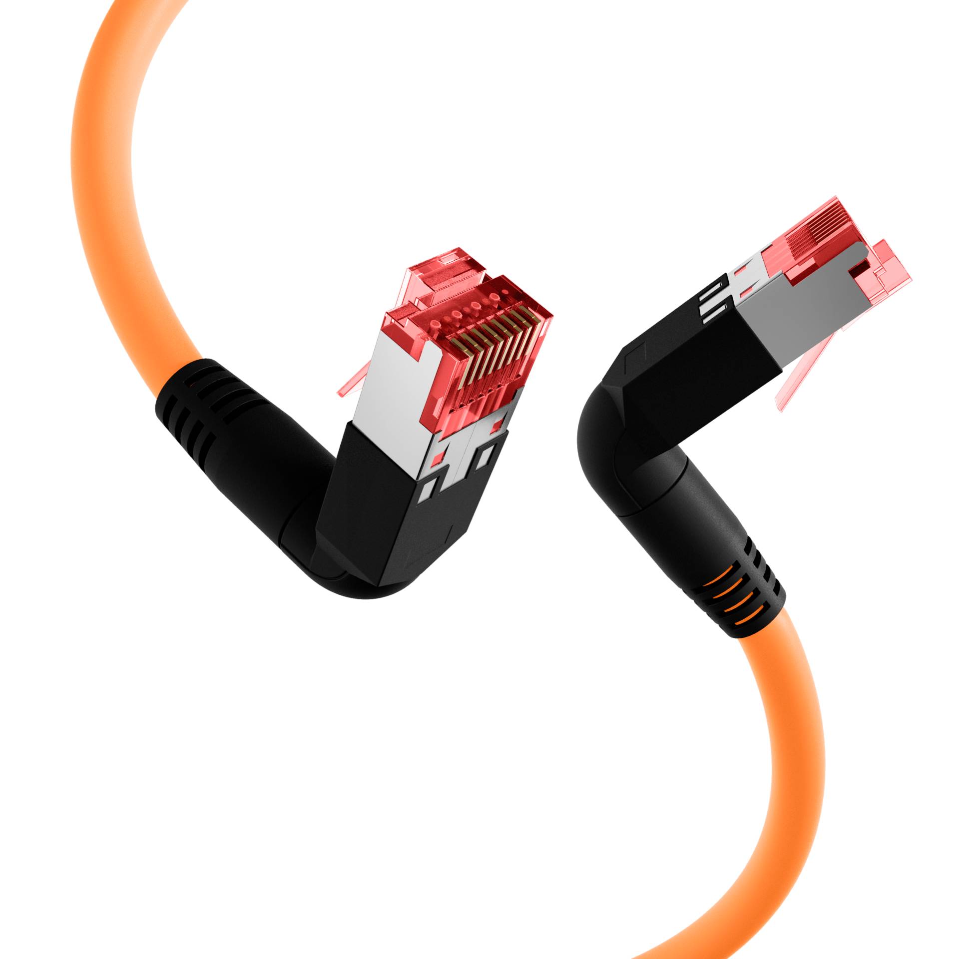 RJ45 Patchkabel Cat.6A S/FTP LSZH -- Draka UC900 TM21 2x90° orange 1m Kupferverkabelung