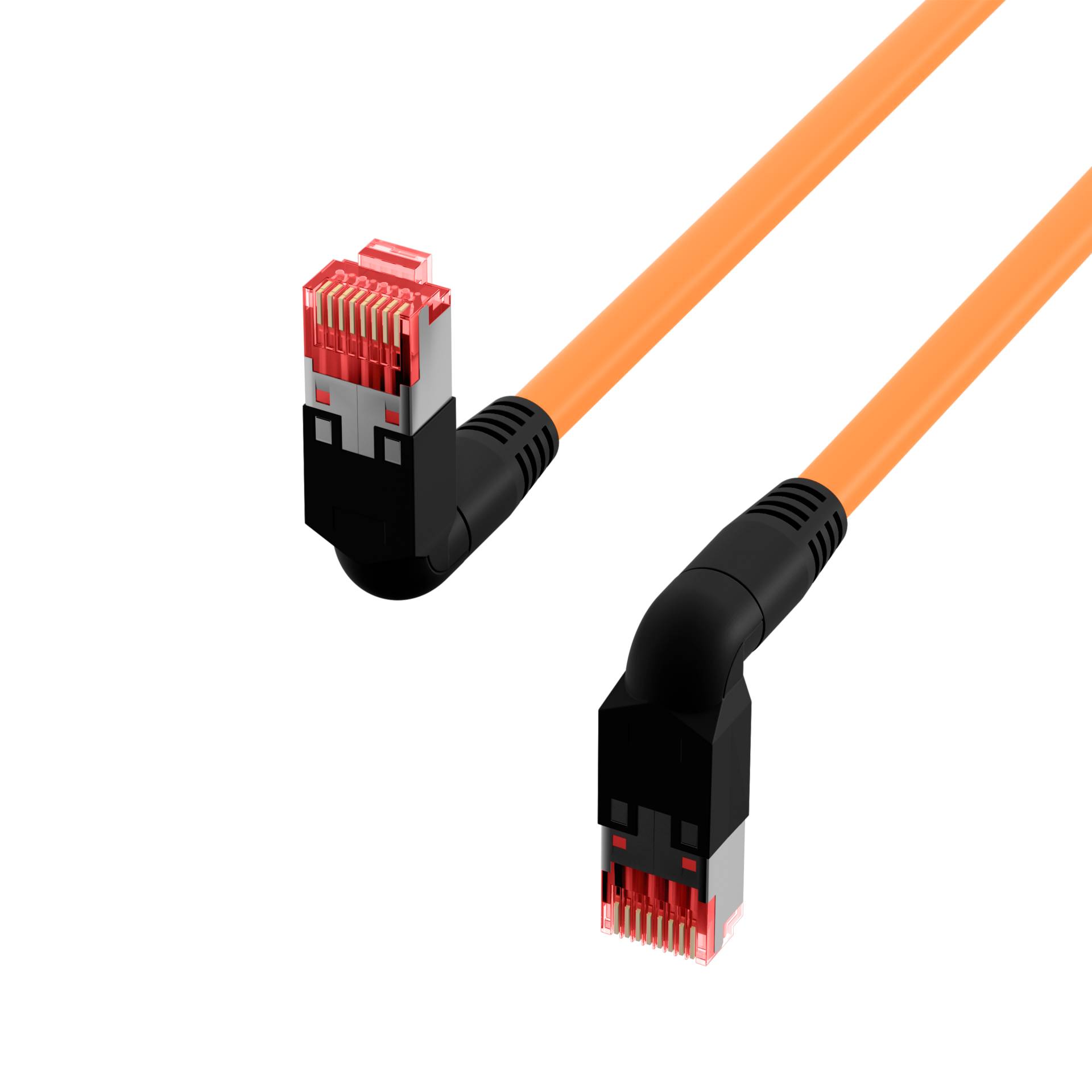 RJ45 Patchkabel Cat.6A S/FTP LSZH -- Draka UC900 TM21 2x90° orange 1m Kupferverkabelung