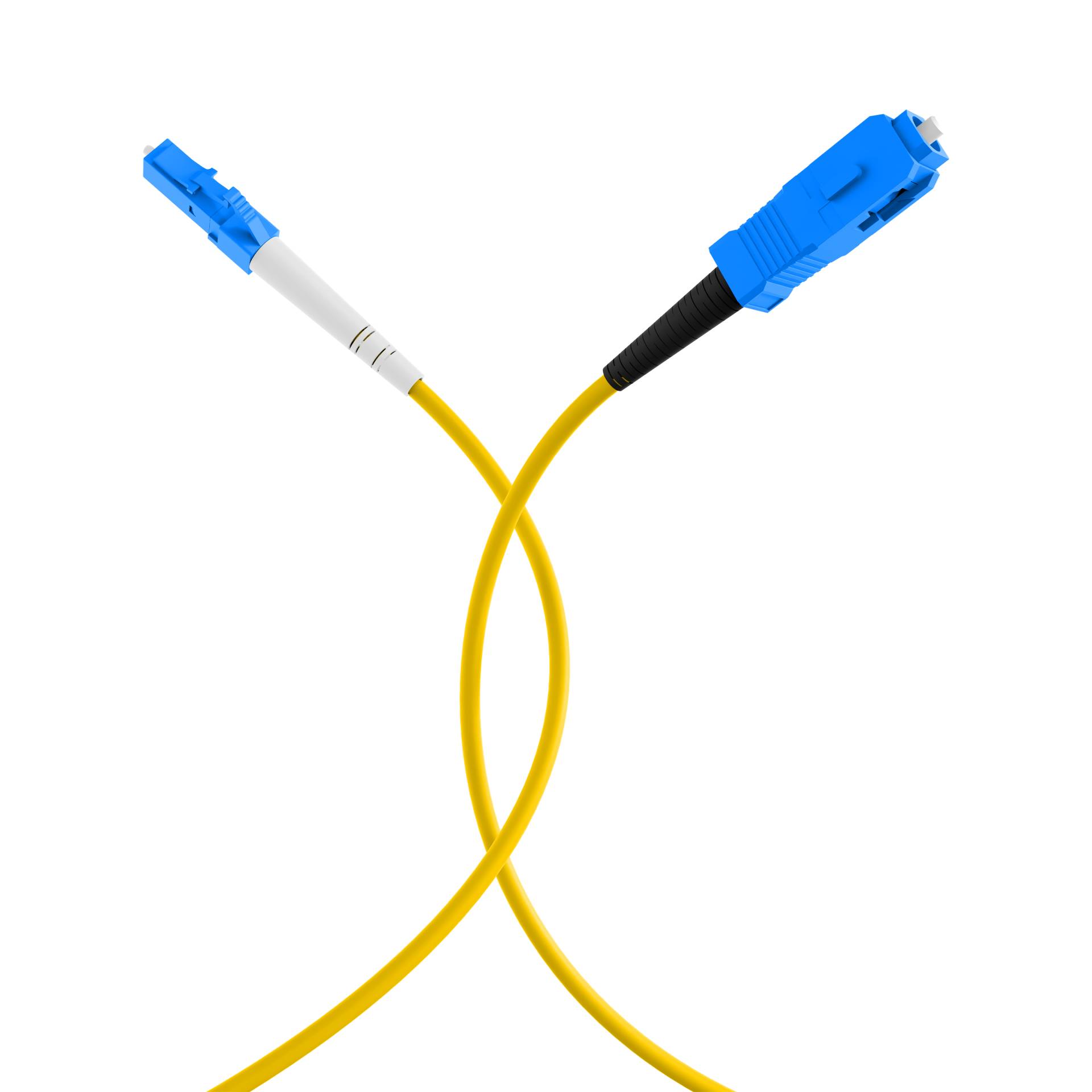 Simplex Patchkabel LC-SC OS2 G657A2, 0,5m LSZH 2mm gelb Glasfaserverkabelung Glasfaser OS2