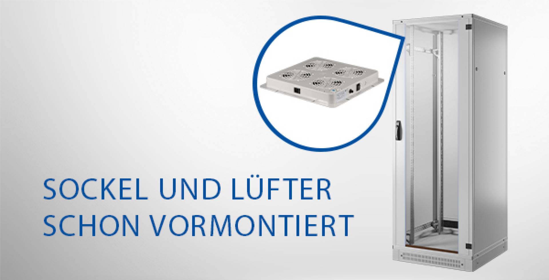 19 Netzwerkschrank-Set PRO 42HE, 800x1000 mm, RAL7035, 4f. Lüfter, Netzltg. +Sockel Netzwerk- und