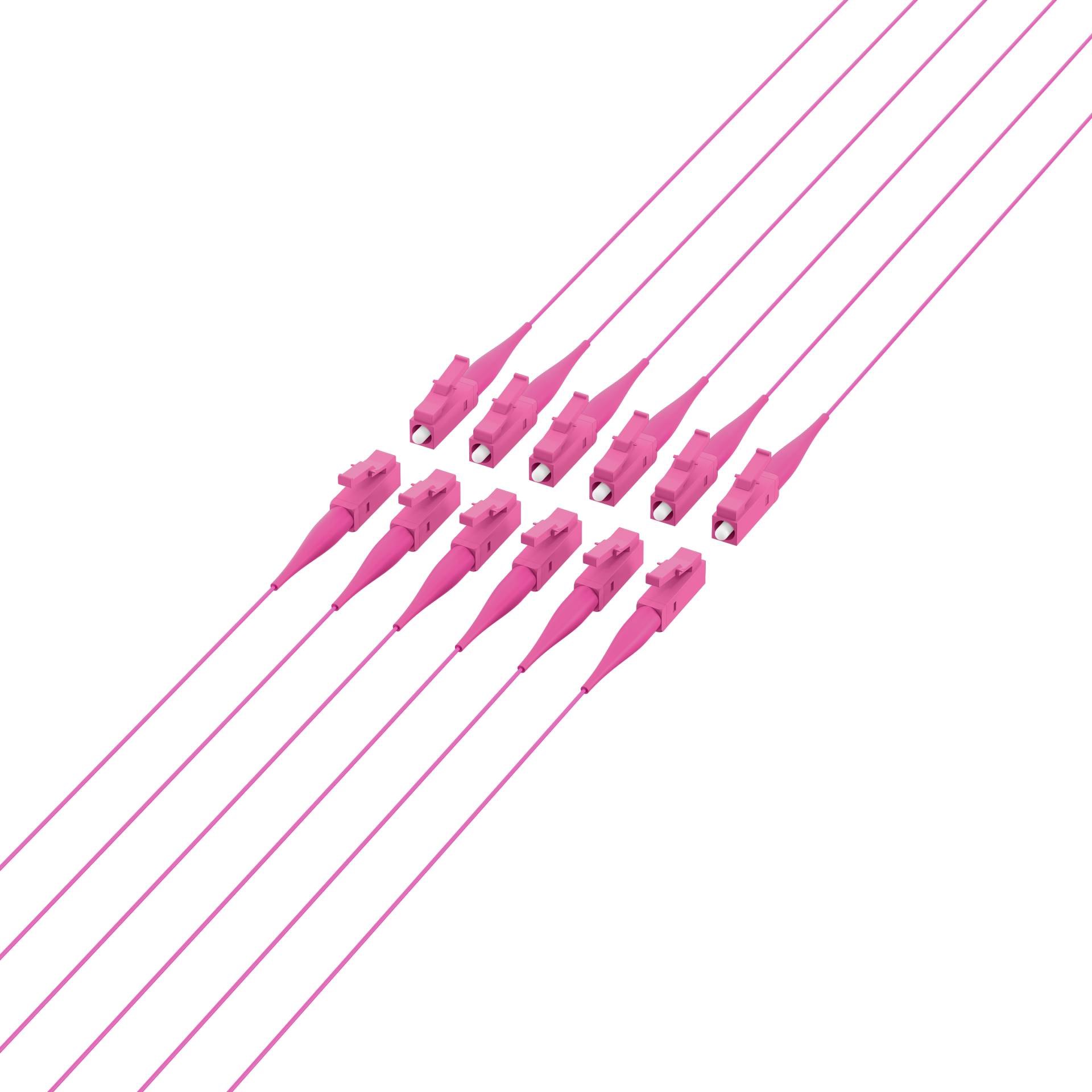 Faserpigtail LC OM4, Erikaviolett 2m - 1 Stück Glasfaserverkabelung Glasfaser Pigtails OM4