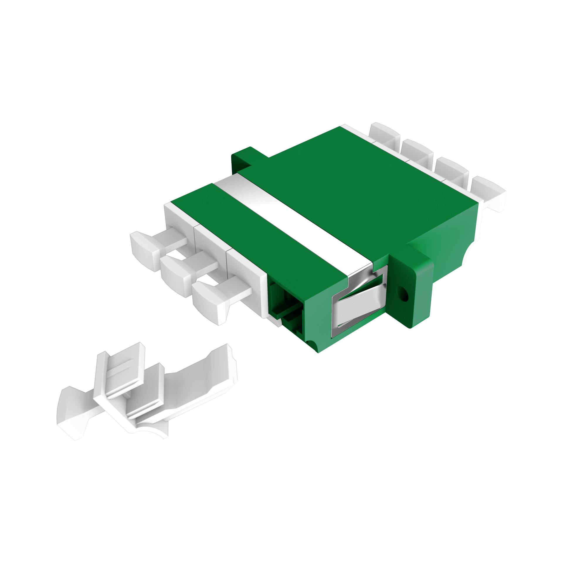 Kupplung LC/APC Quad SM einteilig, grün -- Keramikhülse, SC Duplex / /