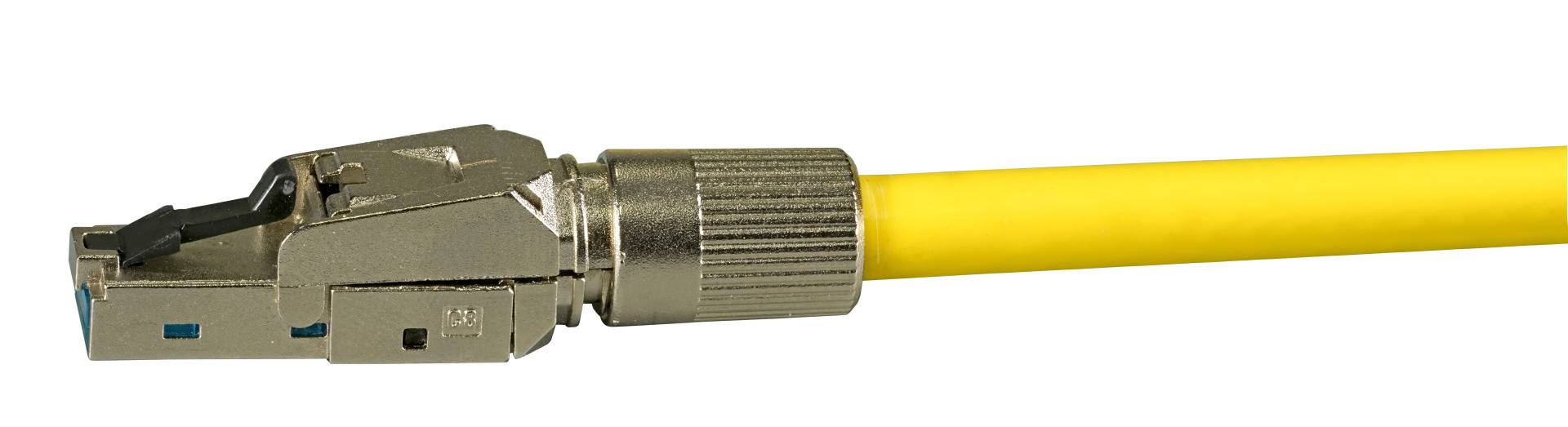 Feldkonfektionierbarer Stecker,RJ45 -- Cat.8 Class 1 AWG22 - 27, Zinkdruckguß Kupferverkabelung +