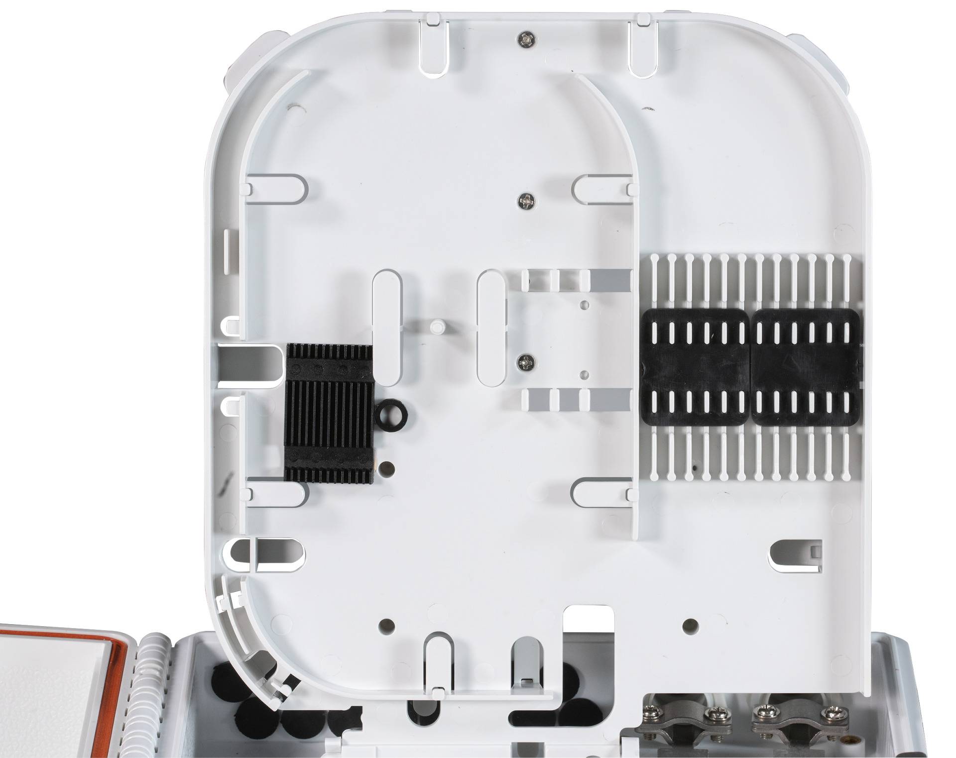 FTTH IP65 Anschlussbox für 32 Fasern,16 Kupplungen, und Faserüberlängenaufnahme Glasfaser