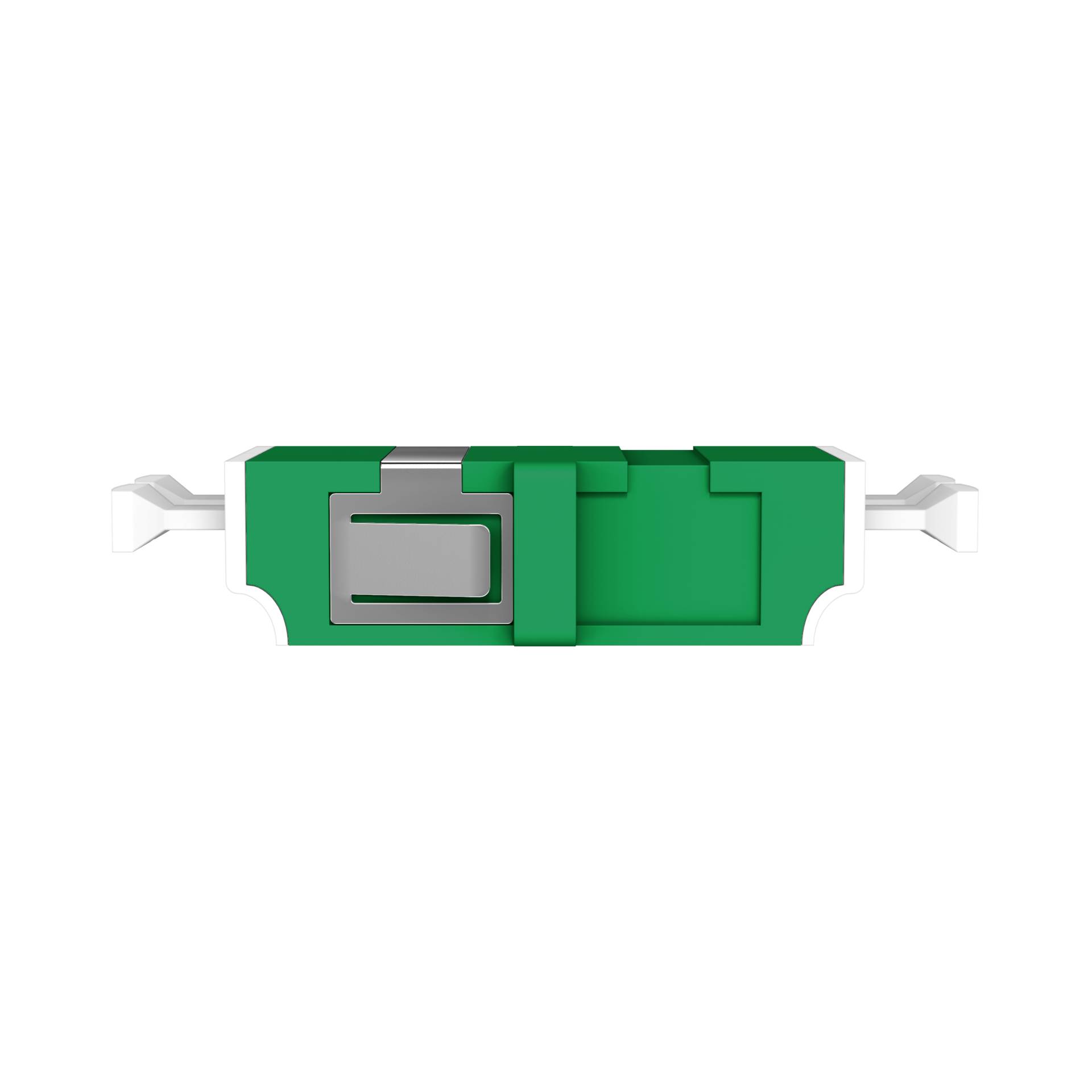 Kupplung LC/APC Duplex OS2 grün -- mit Shutter flanschlos Glasfaserverkabelung Glasfaser Kupplungen
