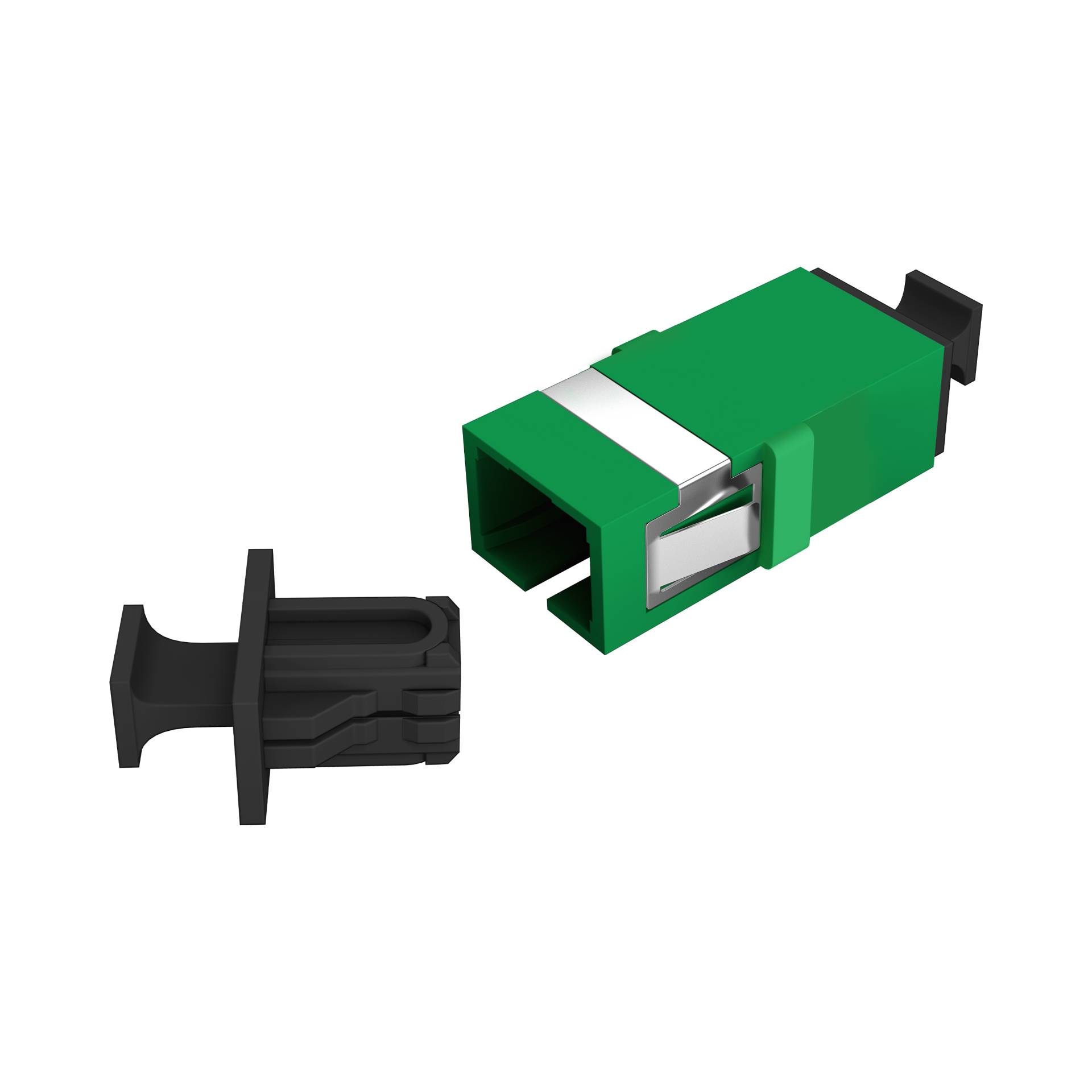 Kupplung SC/APC Simplex OS2 grün, flanschlos Glasfaserverkabelung Glasfaser Kupplungen OS2