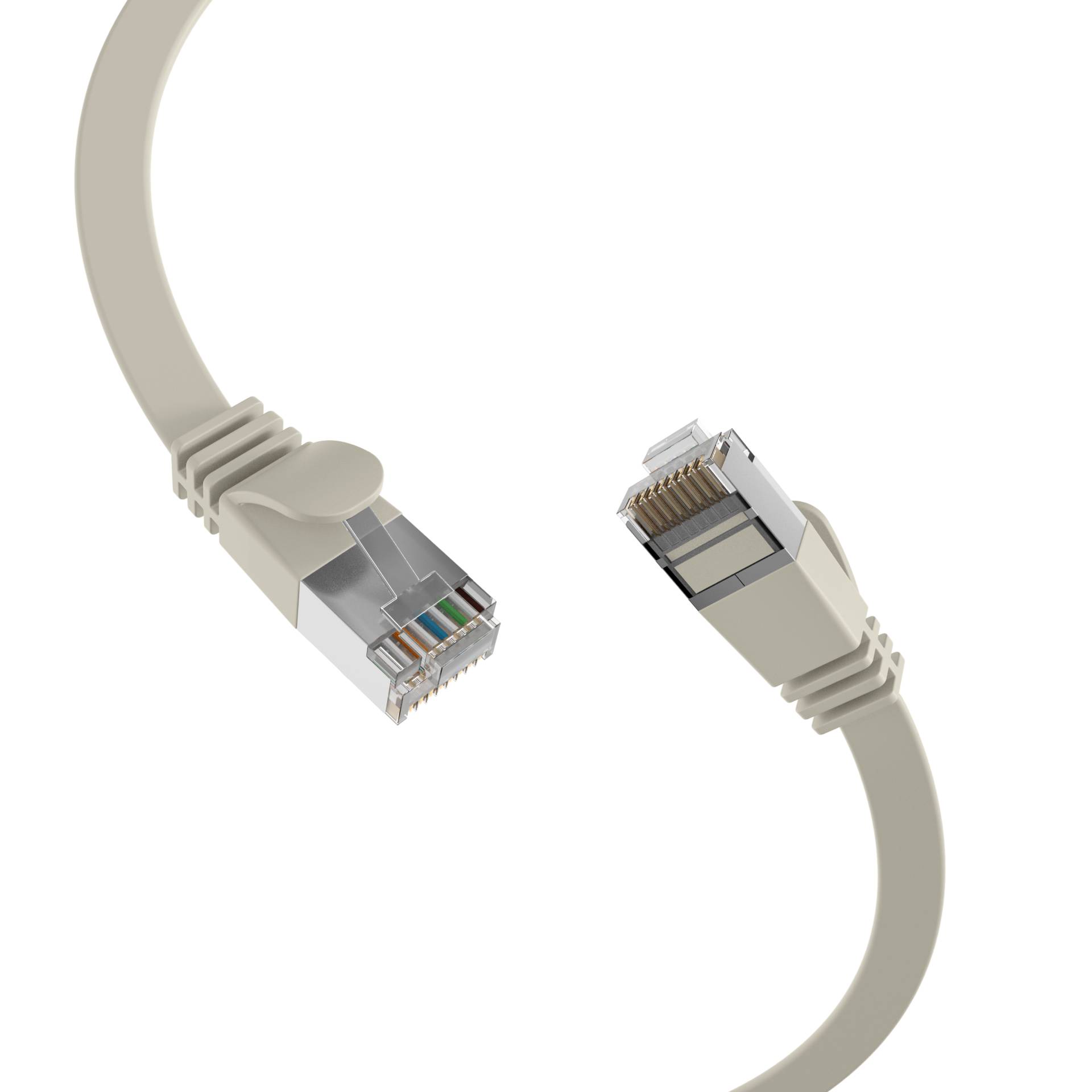 RJ45 Flachpatchkabel Cat.6A U/FTP PVC, grau 0,15m Kupferverkabelung Patchkabel