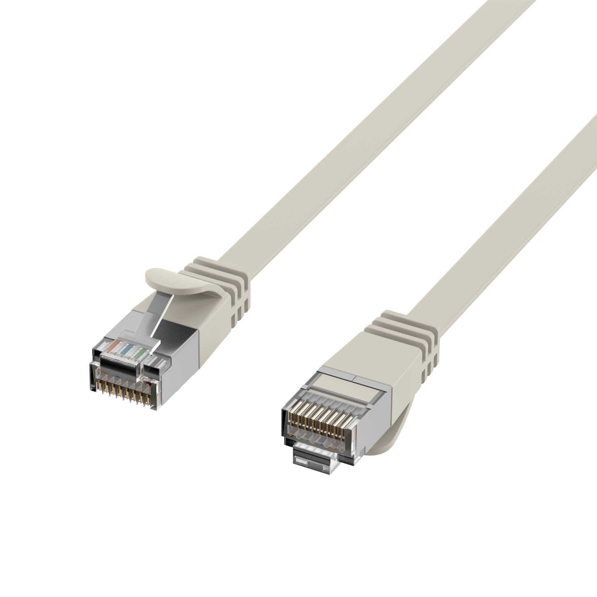 RJ45 Flachpatchkabel Cat.6A U/FTP PVC, grau 0,15m Kupferverkabelung Patchkabel