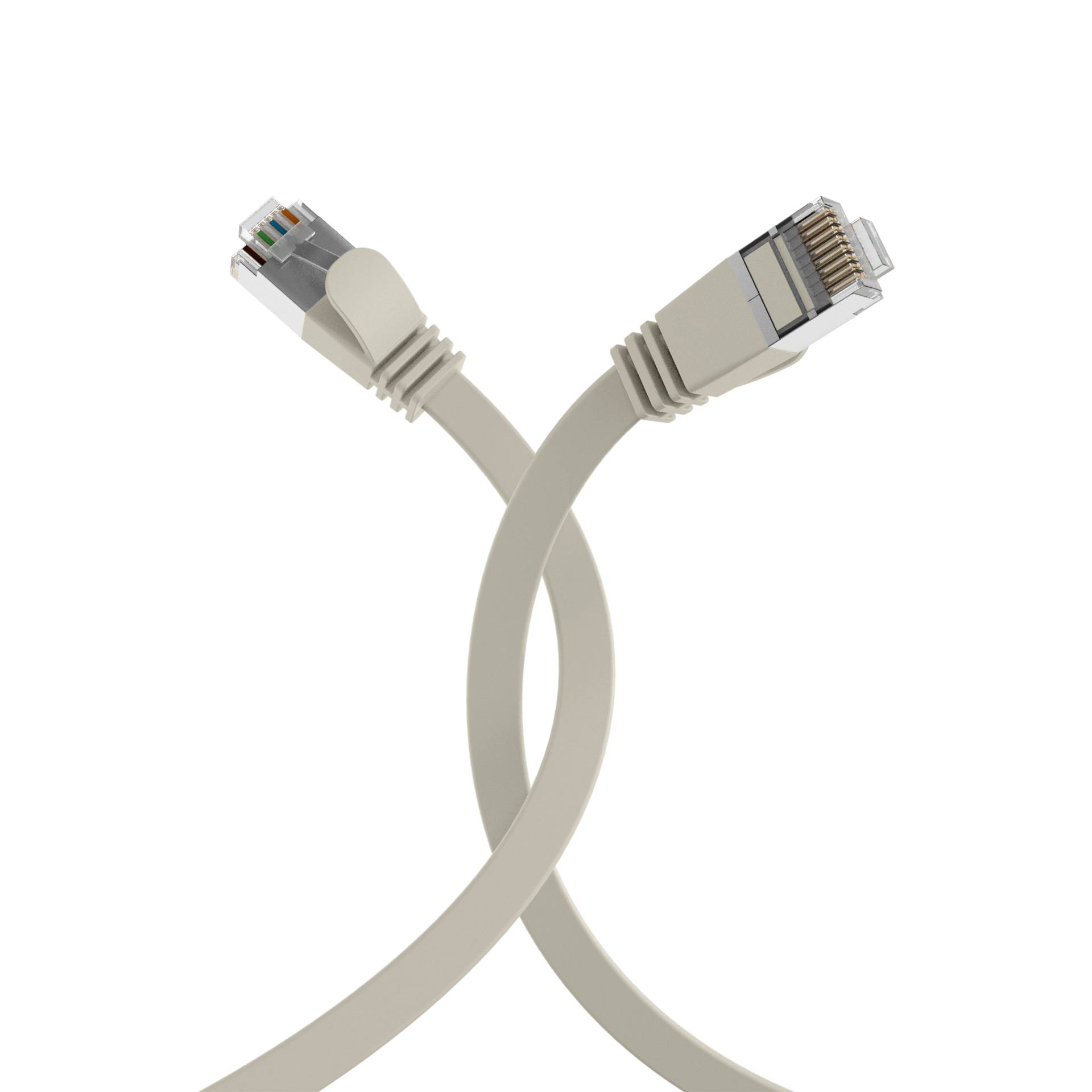 RJ45 Flachpatchkabel Cat.6A U/FTP PVC, grau 0,15m Kupferverkabelung Patchkabel