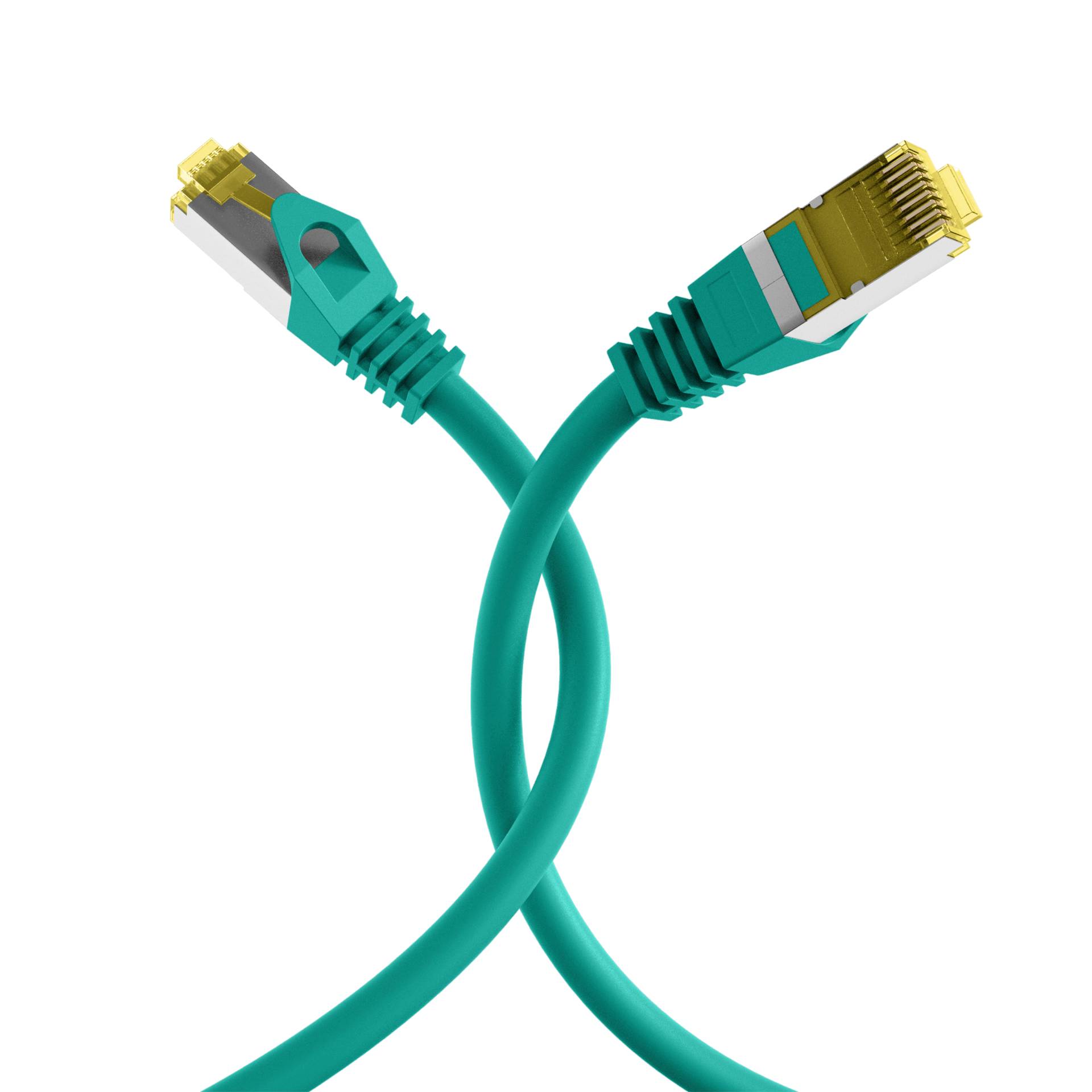 RJ45 Patchkabel Cat.6A S/FTP LSZH, Cat.7 Rohkabel grün 0,15m Kupferverkabelung