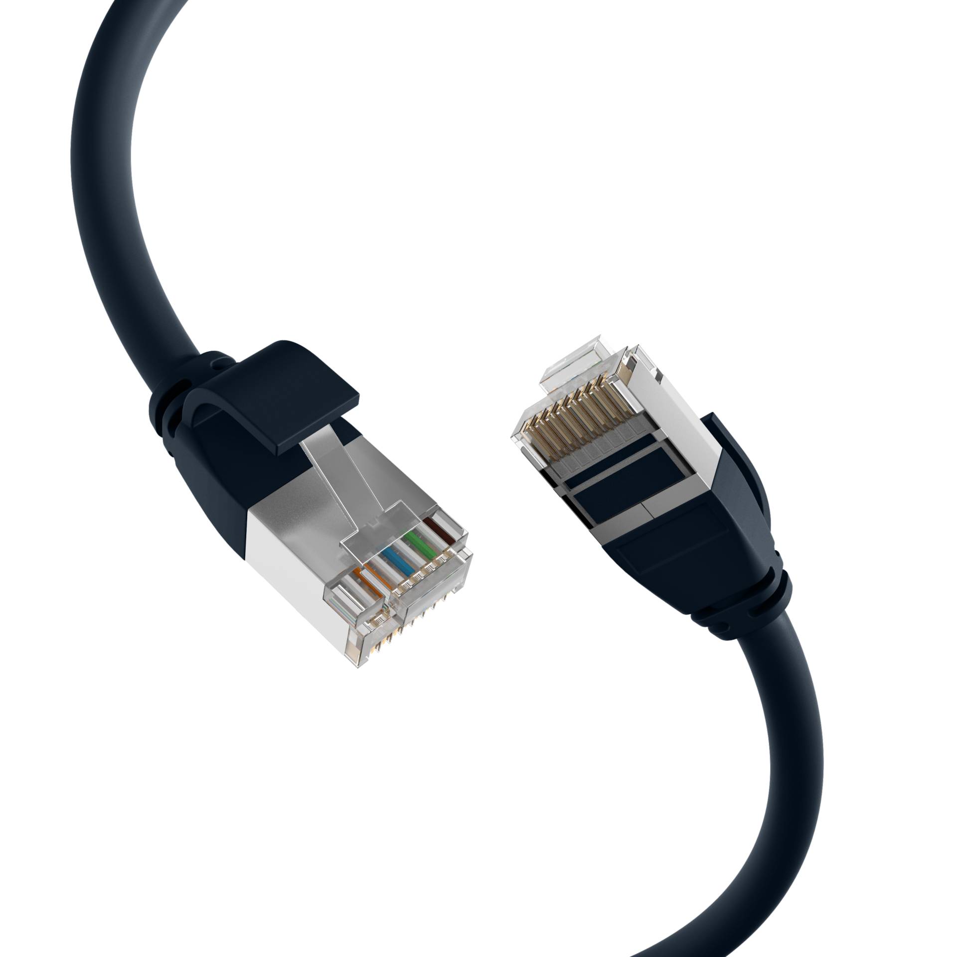 RJ45 Patchkabel Cat.6A U/FTP TPE, 4mm ultraflex schwarz 0,5m Kupferverkabelung