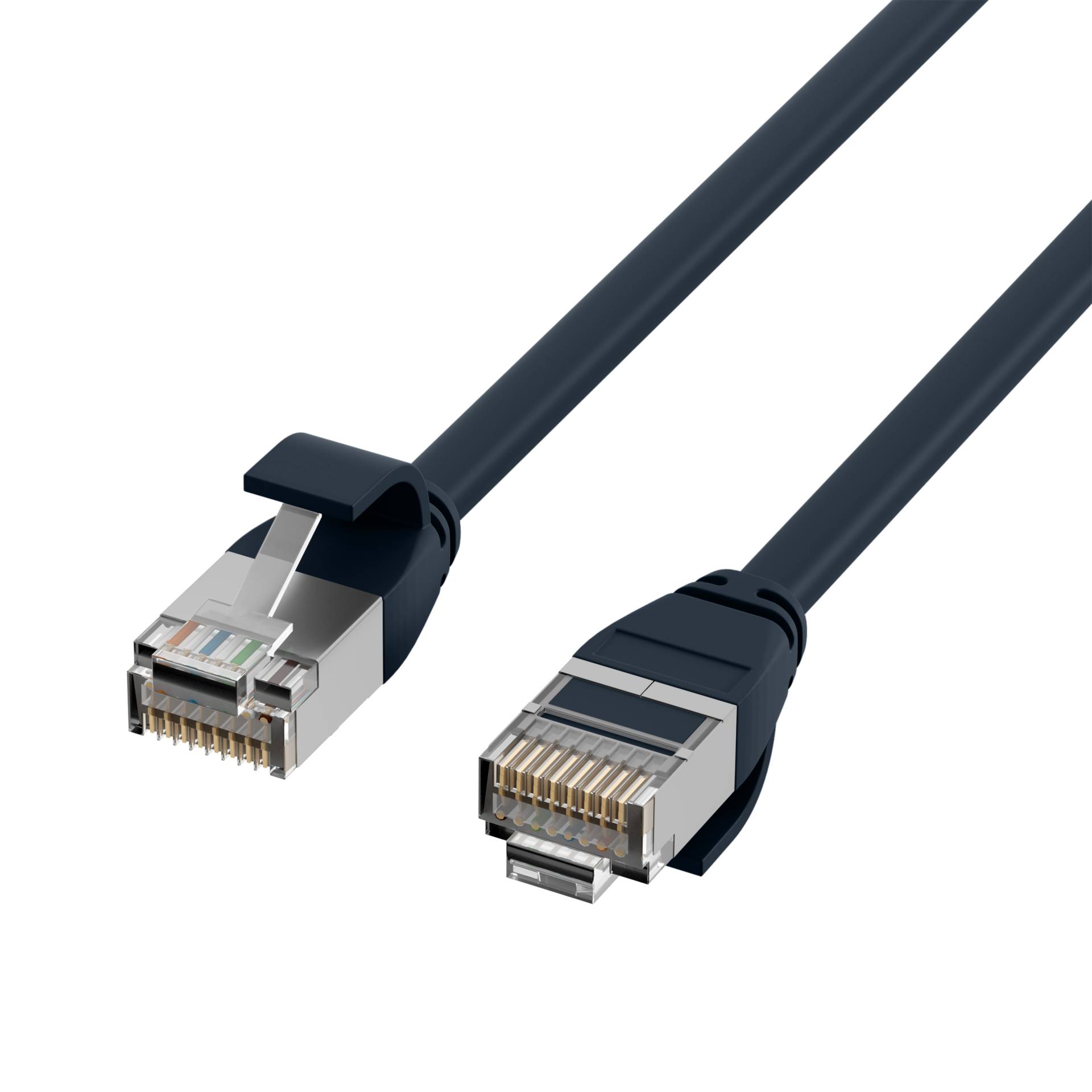 RJ45 Patchkabel Cat.6A U/FTP TPE, 4mm ultraflex schwarz 0,5m Kupferverkabelung