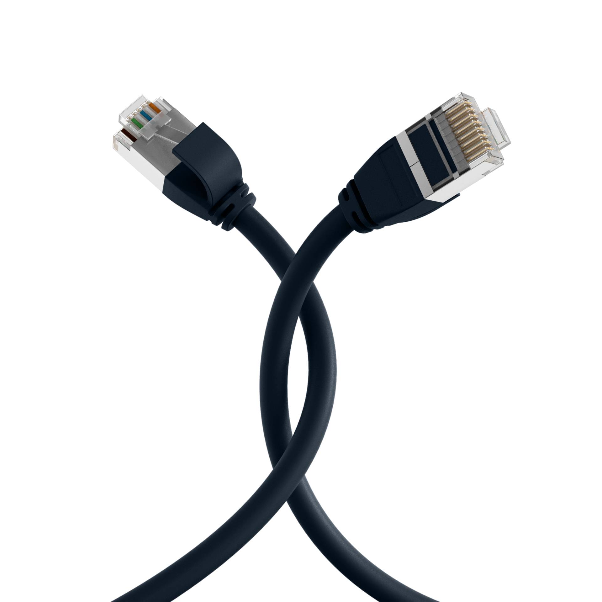 RJ45 Patchkabel Cat.6A U/FTP TPE, 4mm ultraflex schwarz 0,5m Kupferverkabelung