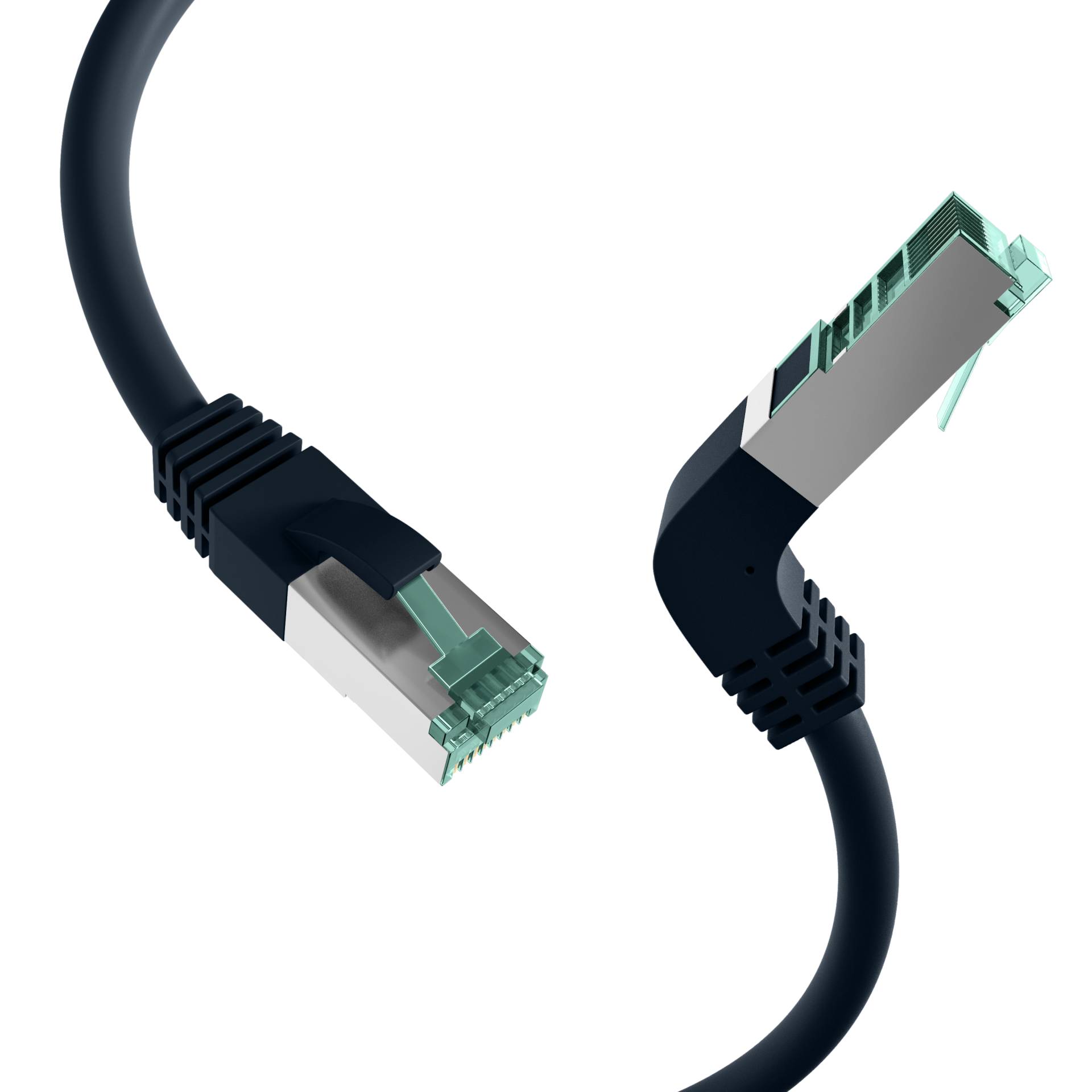EFB Elektronik RJ45 Patchkabel S/FTP Cat.6A LSZH einseitig 90° gewinkelt 0.25m schwarz Netzwerk CAT 6a SFTP 0,25 m