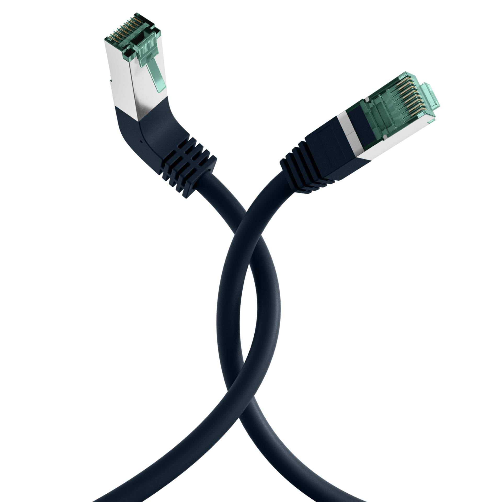 EFB Elektronik RJ45 Patchkabel S/FTP Cat.6A LSZH einseitig 90° gewinkelt 0.25m schwarz Netzwerk CAT 6a SFTP 0,25 m