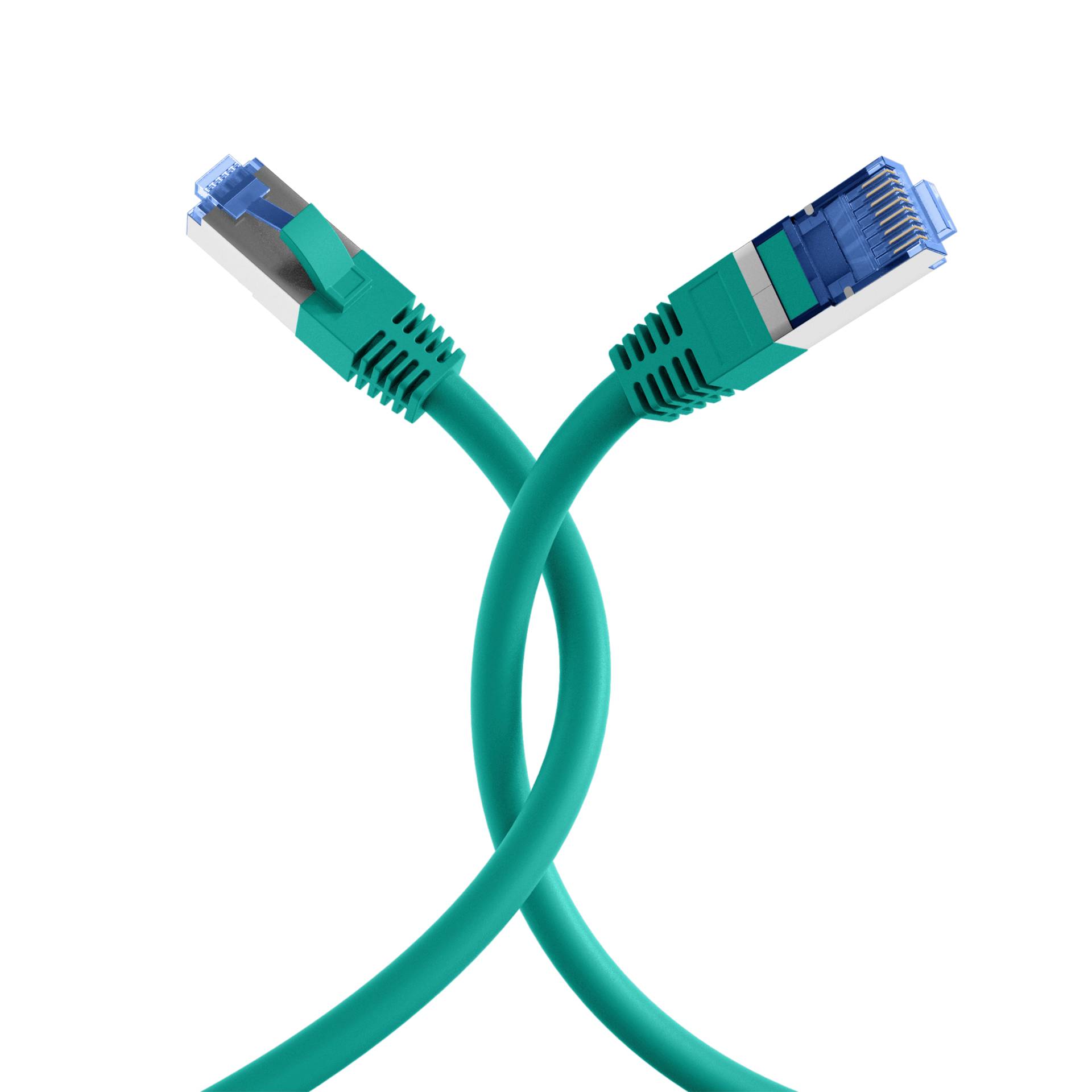 RJ45 Patchkabel Cat.6A S/FTP TPE -- Cat.7 Rohkabel superflex grün 0,15m Kupferverkabelung