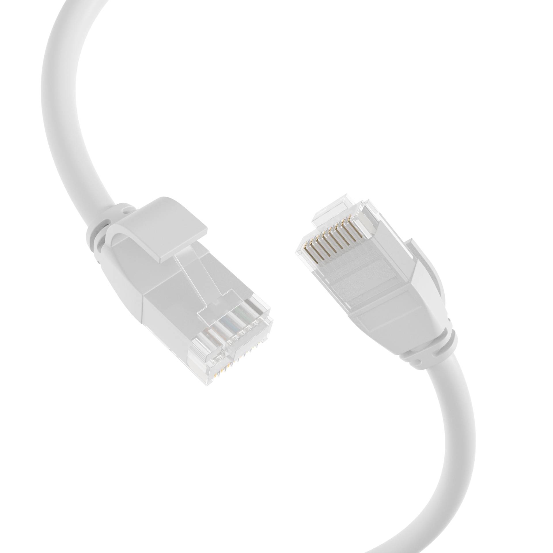 RJ45 Patchkabel Cat.6A U/UTP TPE, 3,6mm ultraflex weiß 0,15m Kupferverkabelung