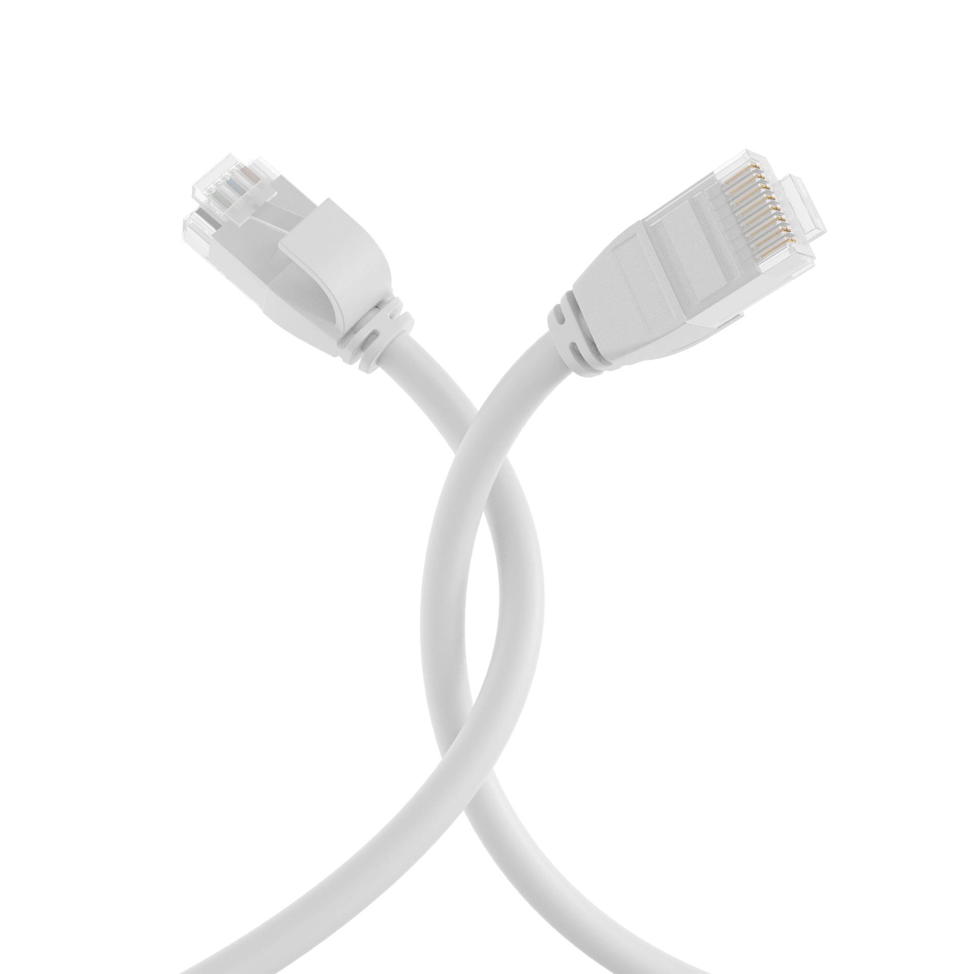 RJ45 Patchkabel Cat.6A U/UTP TPE, 3,6mm ultraflex weiß 0,15m Kupferverkabelung